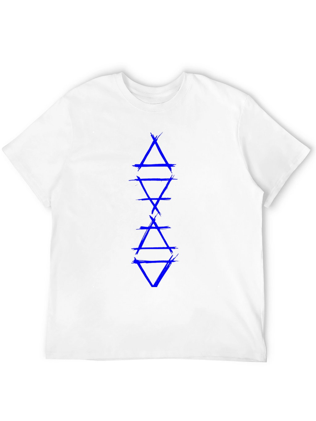 Geometric Triangle Graphic Tee - Blue Design on Black