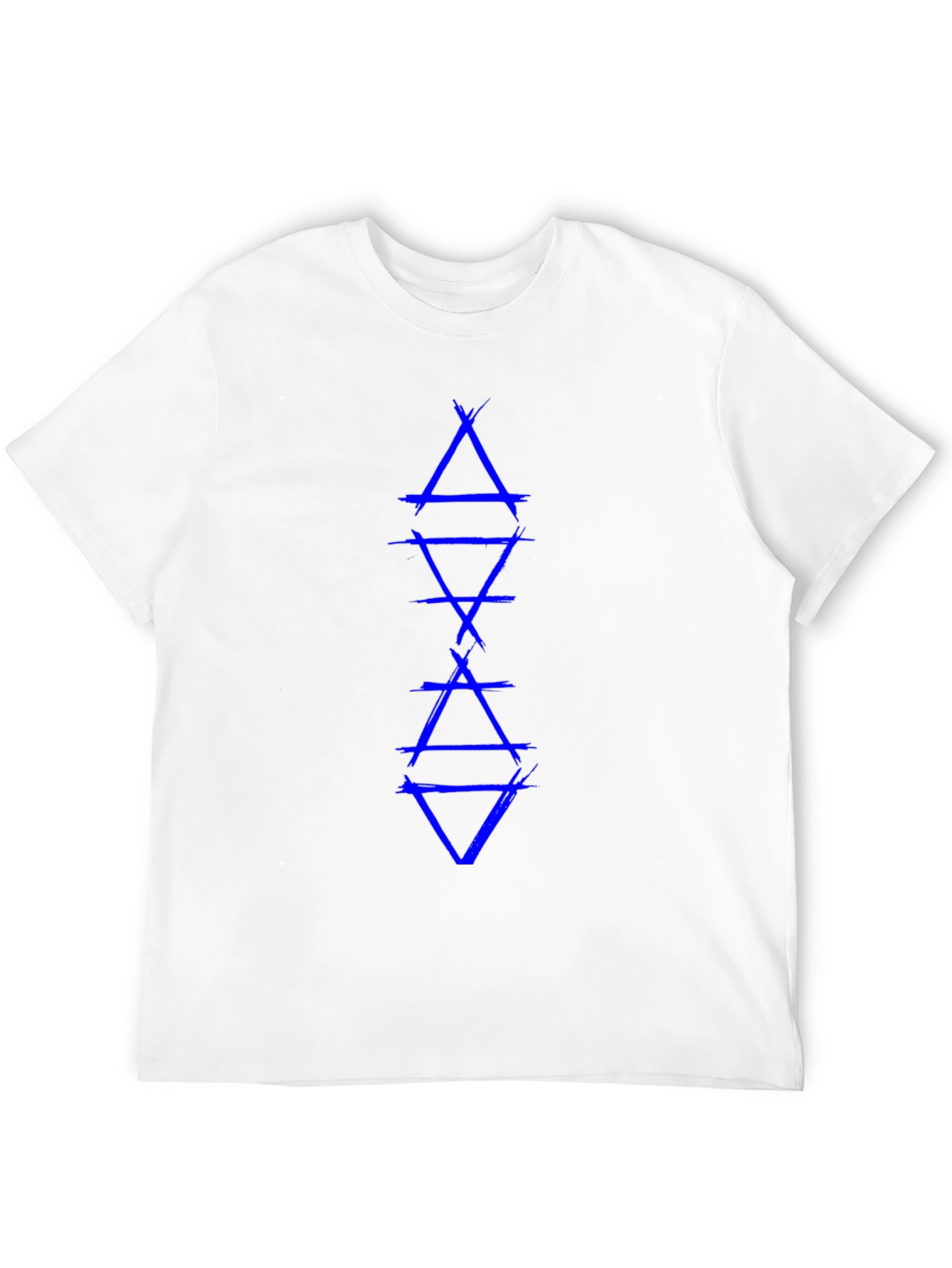 Geometric Triangle Graphic Tee - Blue Design on Black