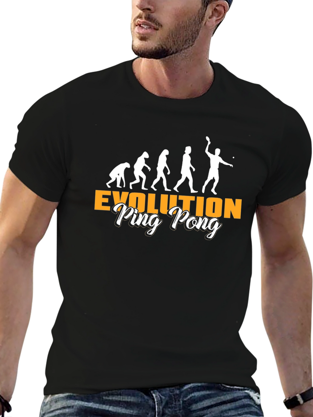Evolution of Ping Pong Black T-Shirt