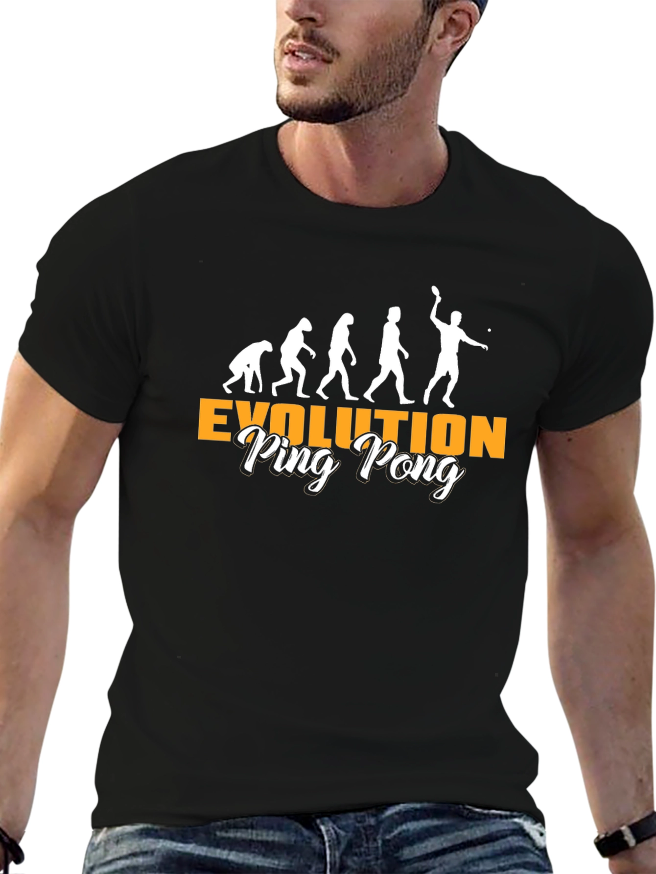 Evolution of Ping Pong Black T-Shirt