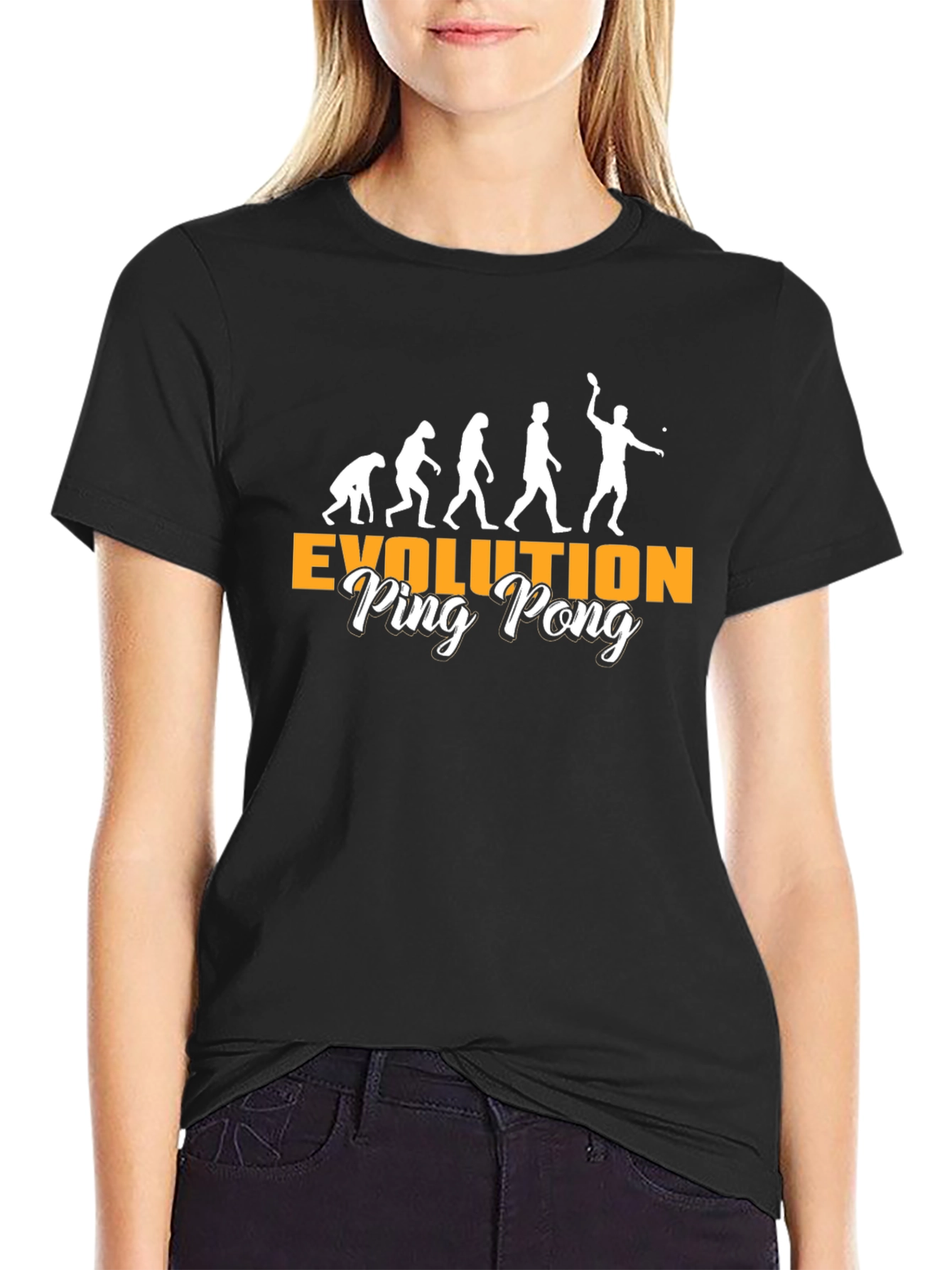 Evolution of Ping Pong Black T-Shirt