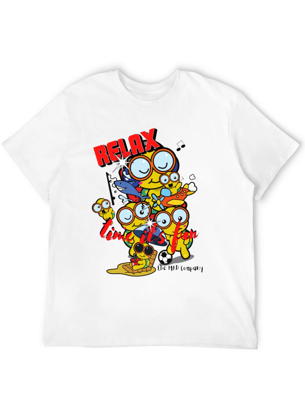 Relax Time Black T-Shirt Cartoon Print