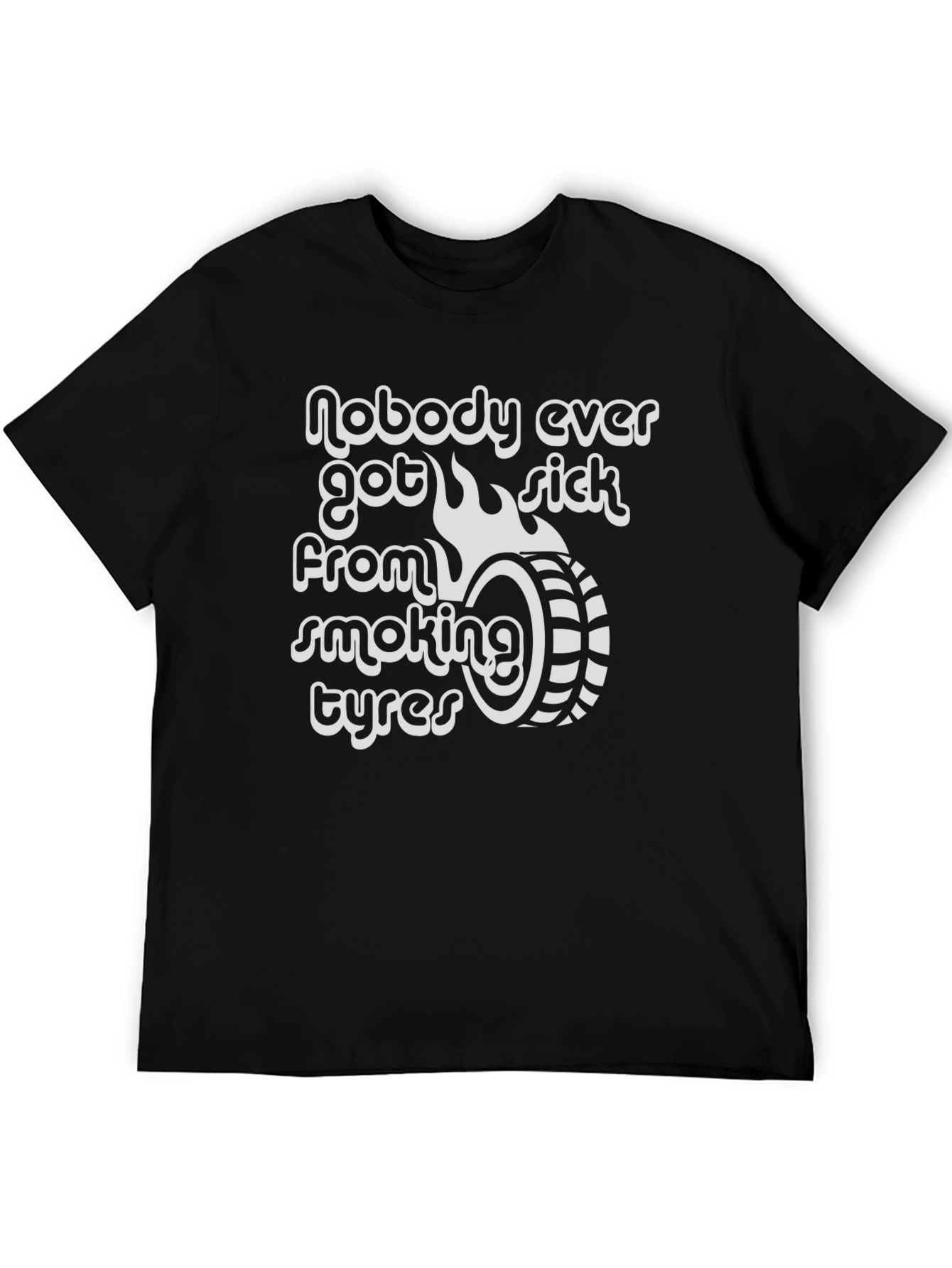 Smoking Tyres Graphic Tee - Black Cotton T-Shirt