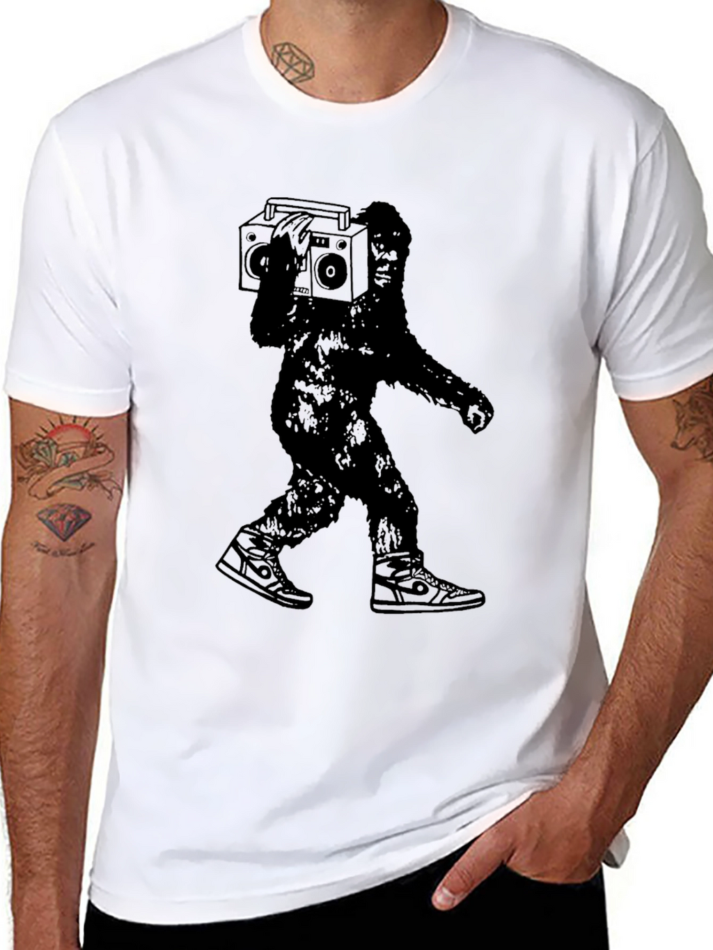 Sasquatch Boombox Graphic T-Shirt - Black