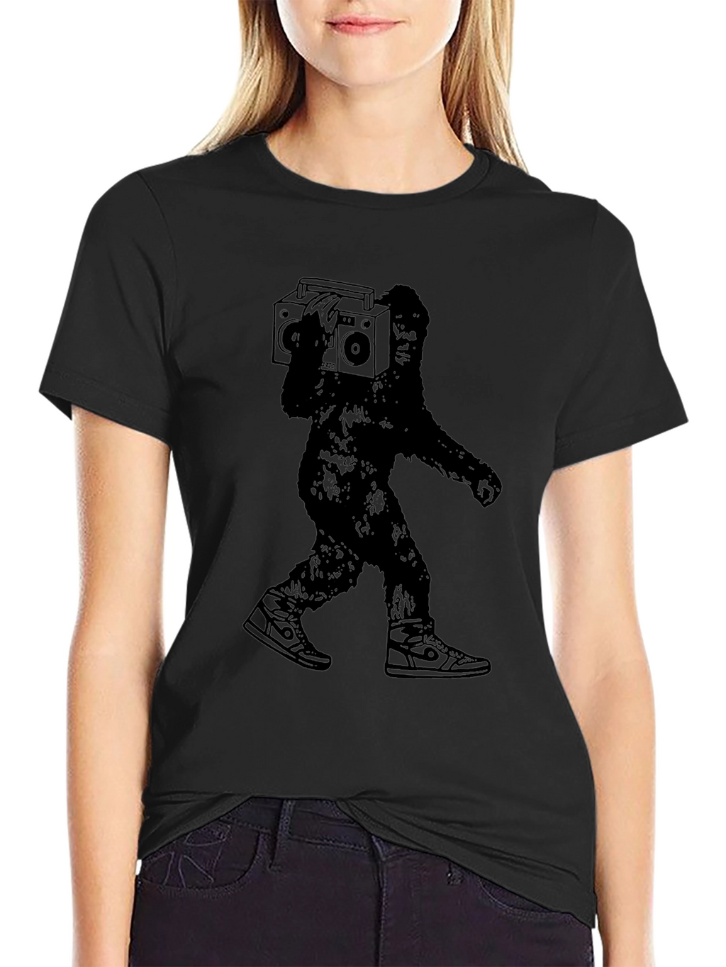 Sasquatch Boombox Graphic T-Shirt - Black