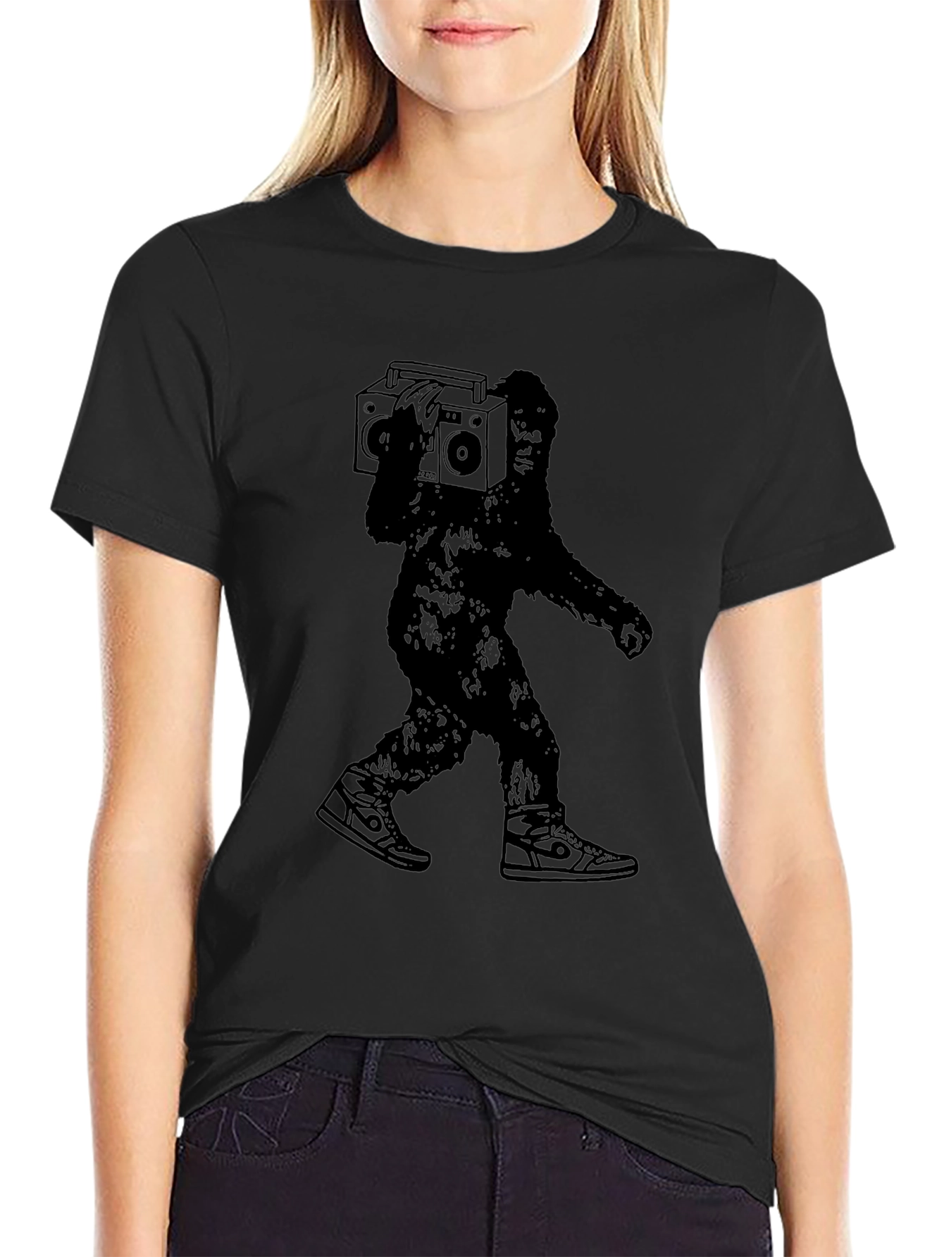 Sasquatch Boombox Graphic T-Shirt - Black