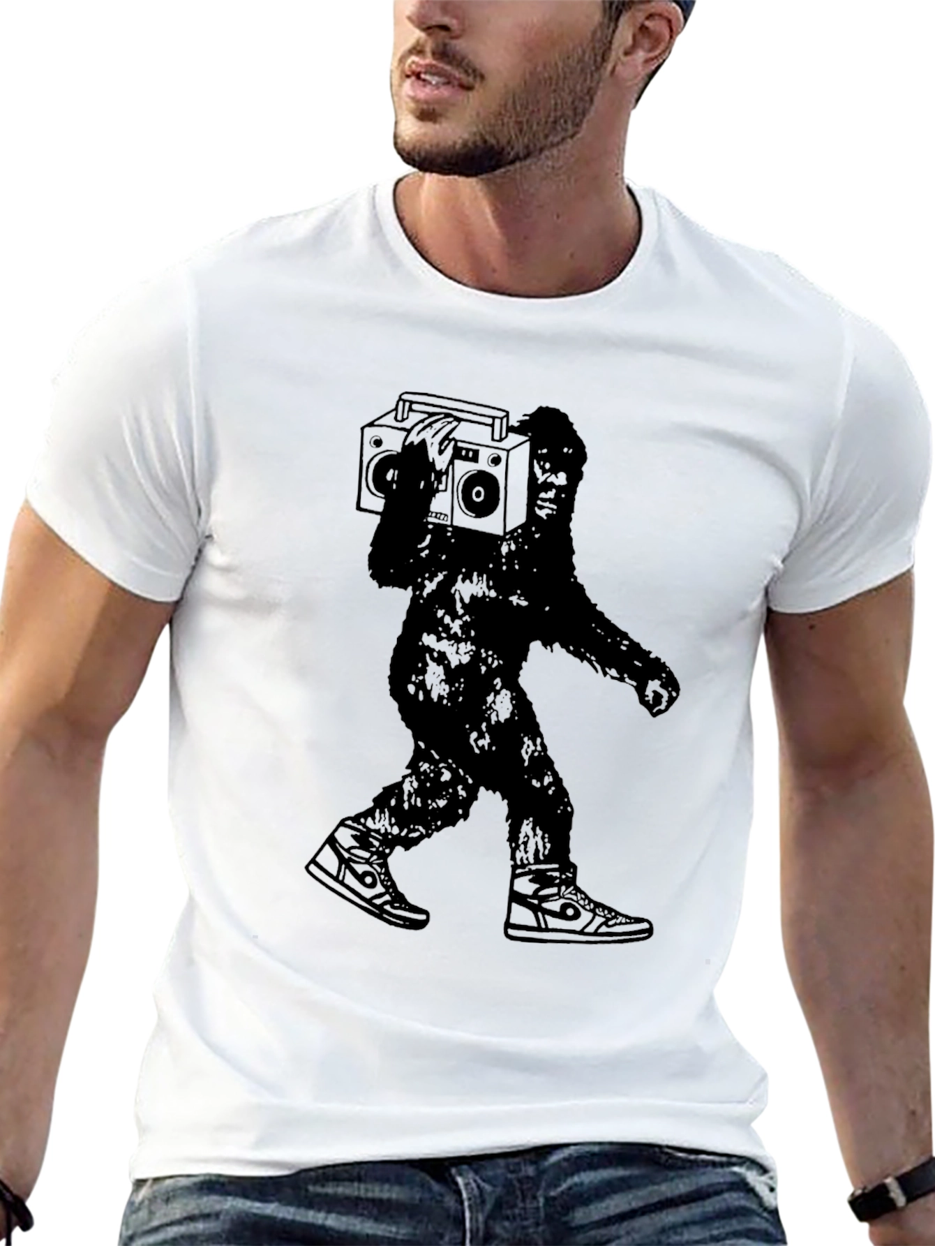 Sasquatch Boombox Graphic T-Shirt - Black