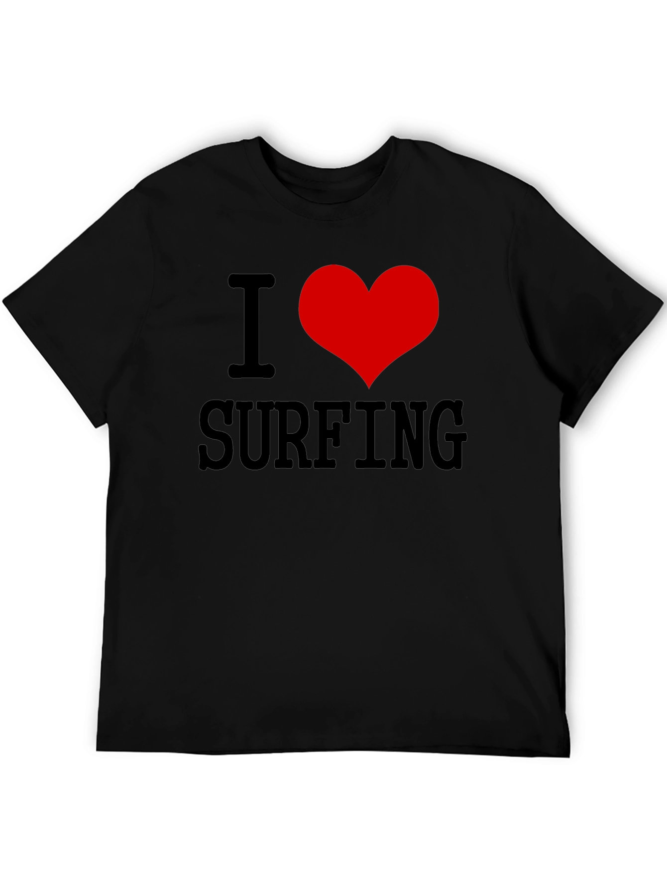 I Love Surfing Black Graphic Tee