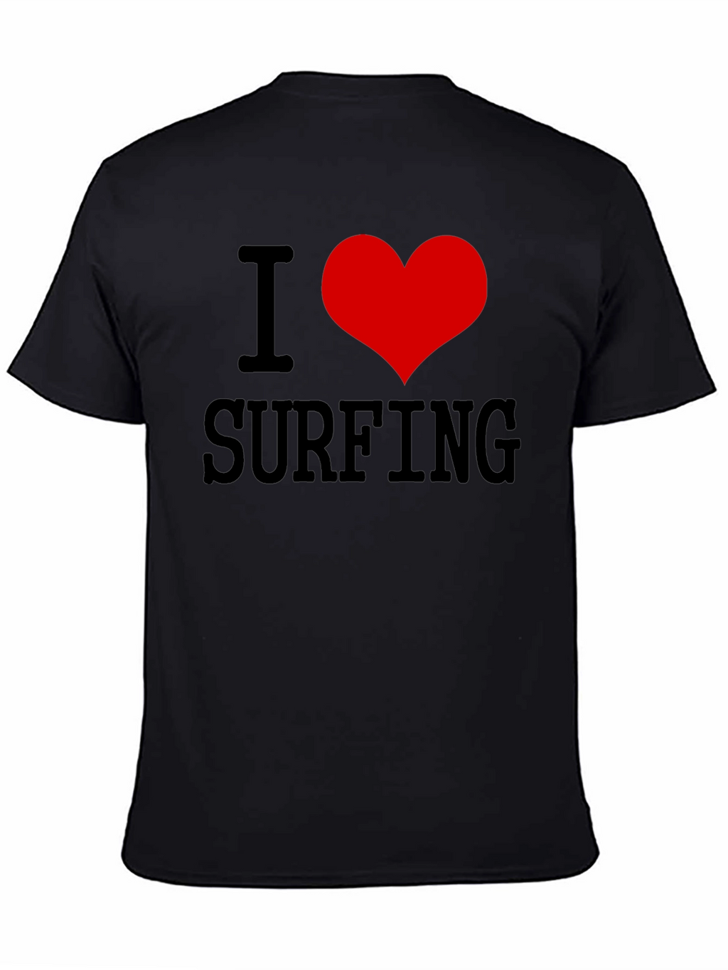 I Love Surfing Black Graphic Tee