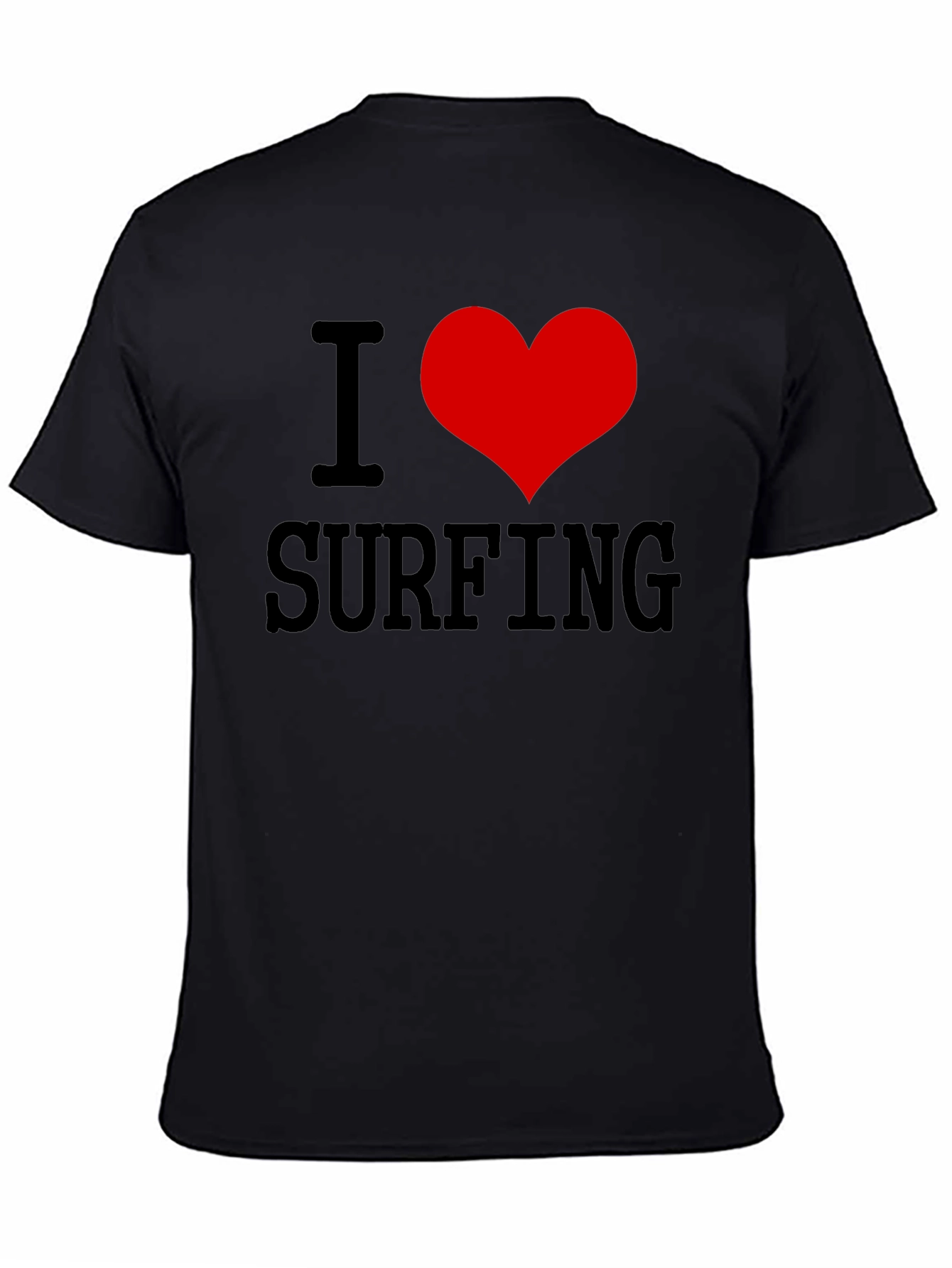 I Love Surfing Black Graphic Tee