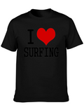 I Love Surfing Black Graphic Tee