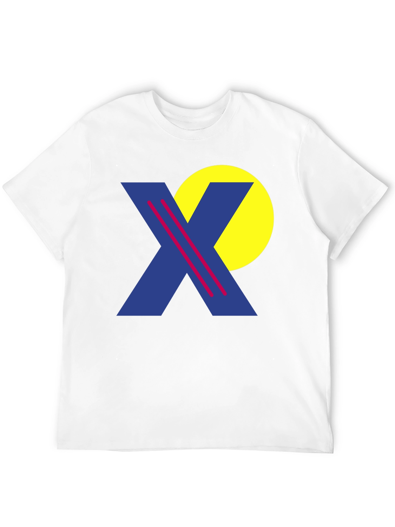Retro Graphic Tee - Blue X & Yellow Circle