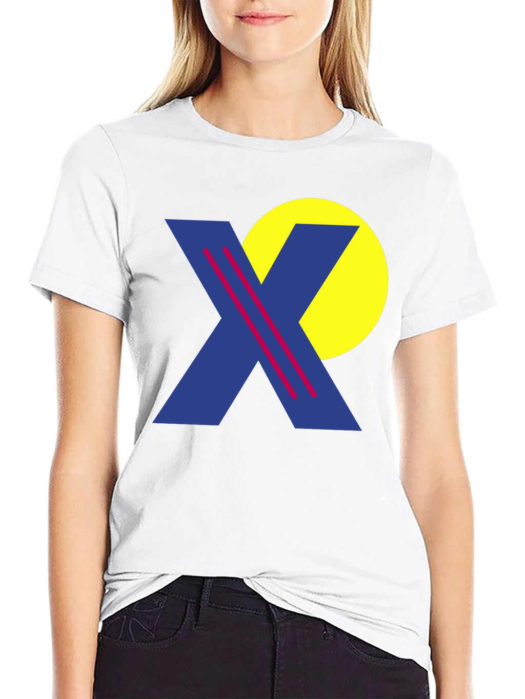Retro Graphic Tee - Blue X & Yellow Circle