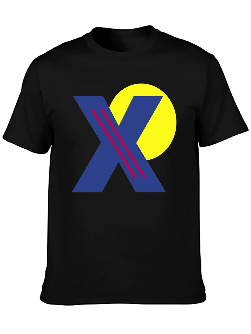 Retro Graphic Tee - Blue X & Yellow Circle