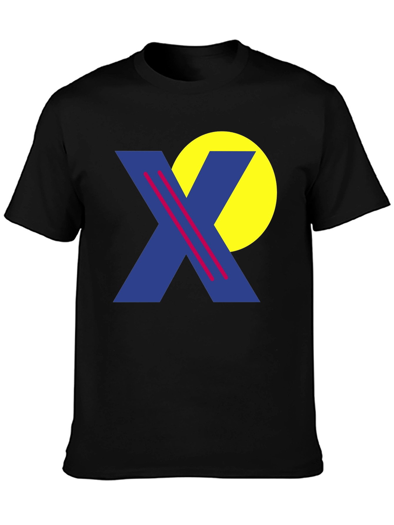 Retro Graphic Tee - Blue X & Yellow Circle