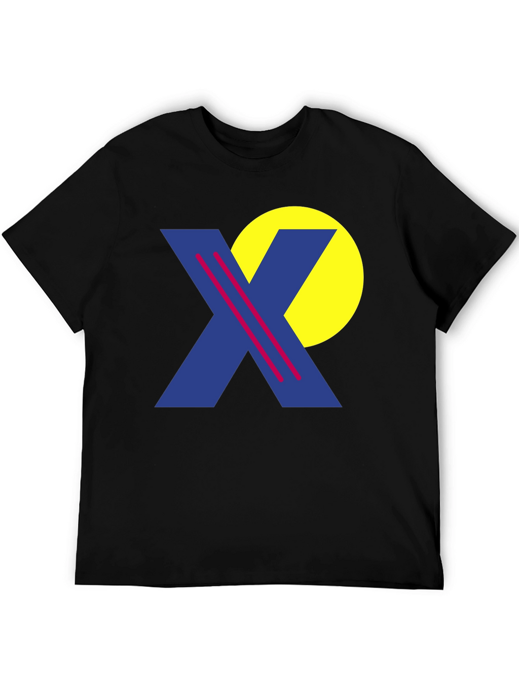 Retro Graphic Tee - Blue X & Yellow Circle