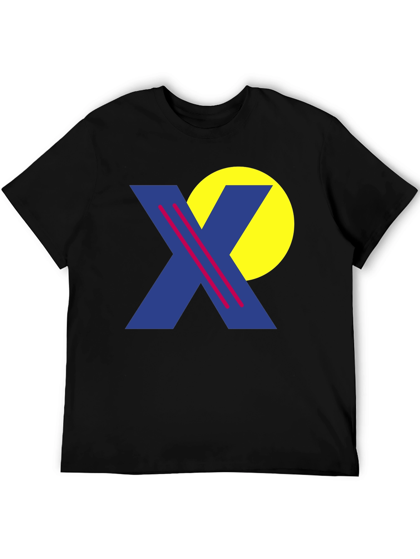 Retro Graphic Tee - Blue X & Yellow Circle