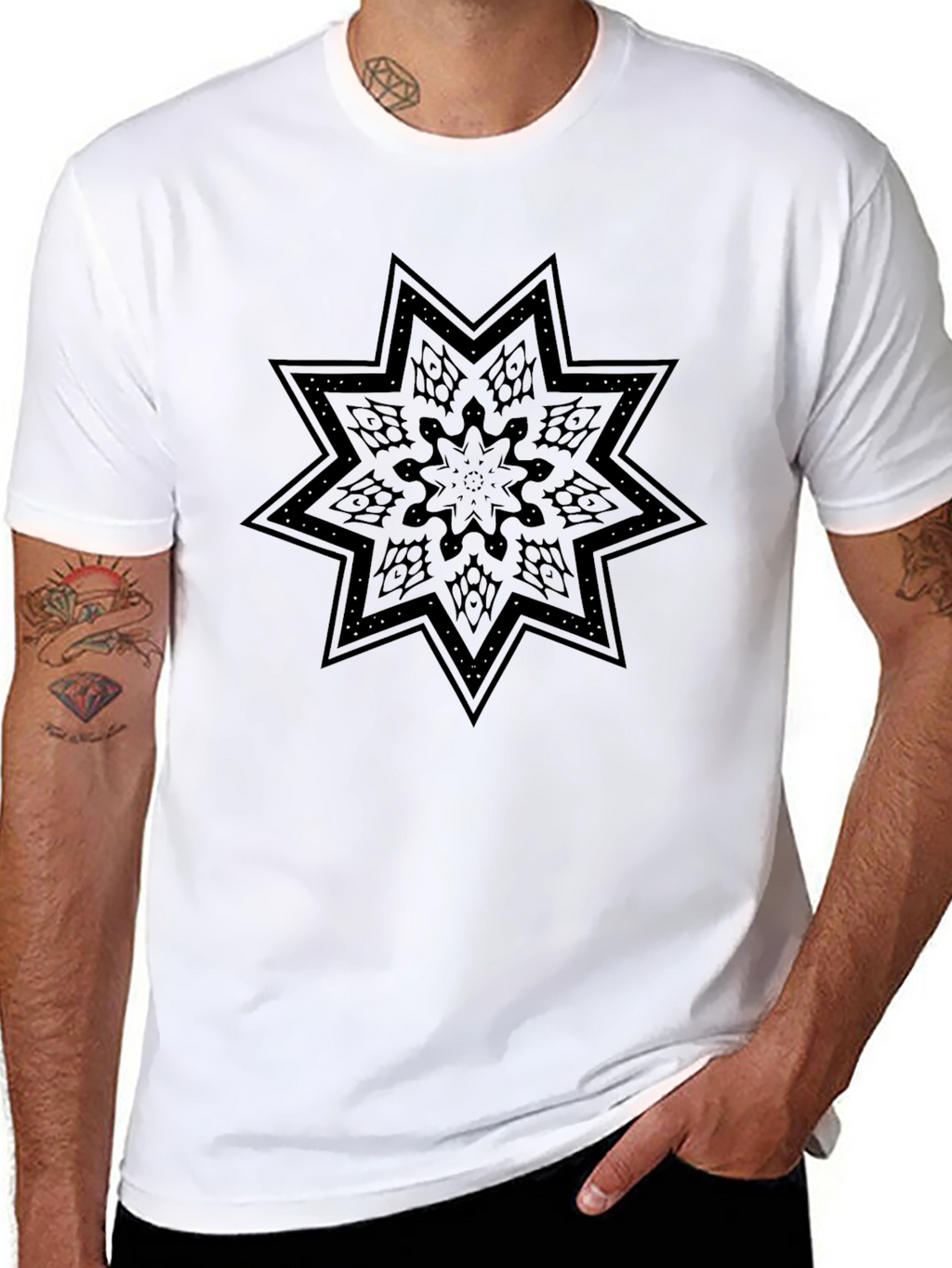 Mens Black Star Graphic Print T-Shirt