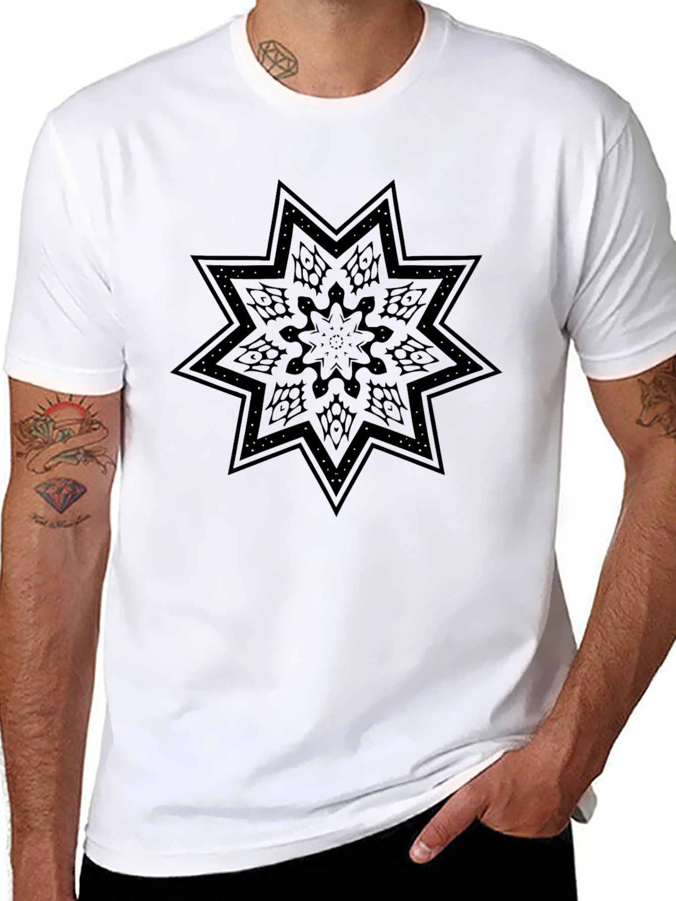Mens Black Star Graphic Print T-Shirt