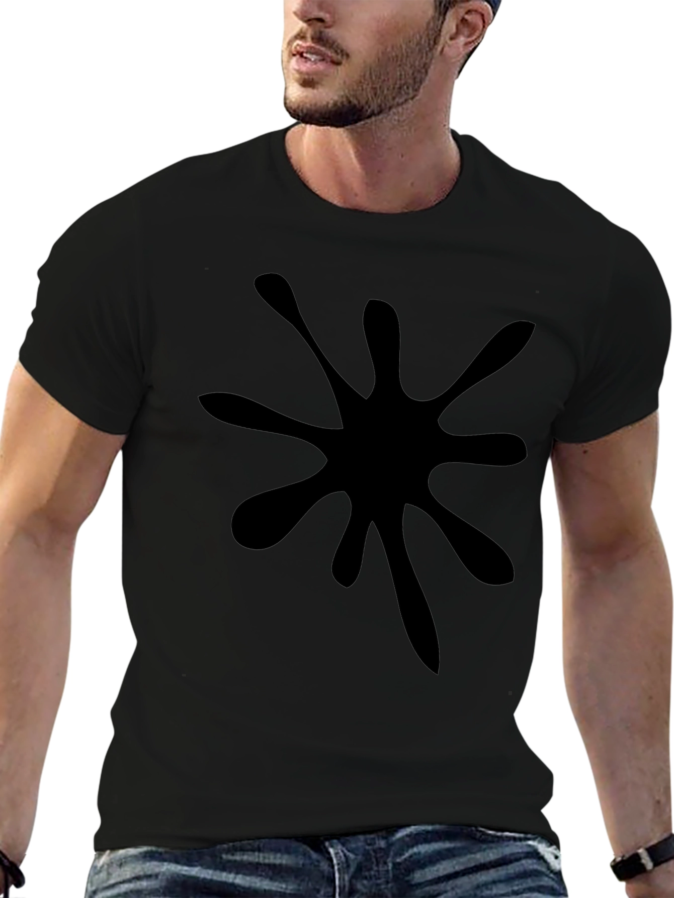 Black Splatter Graphic Tee - Mens Casual Top