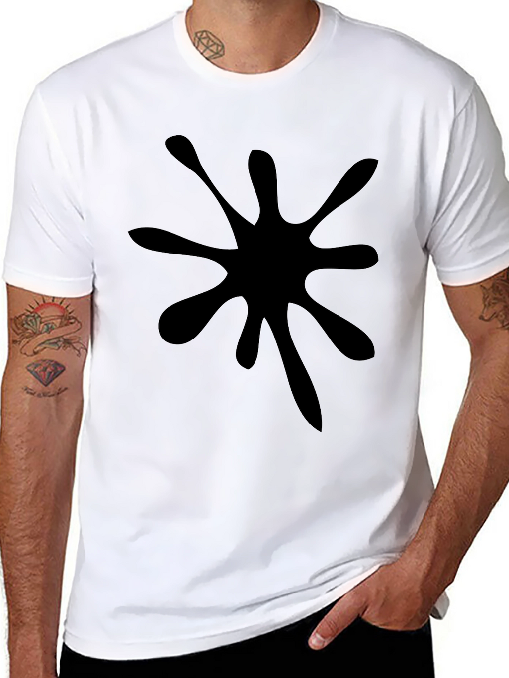 Black Splatter Graphic Tee - Mens Casual Top