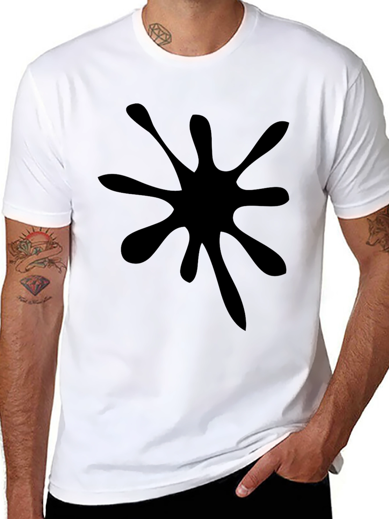 Black Splatter Graphic Tee - Mens Casual Top