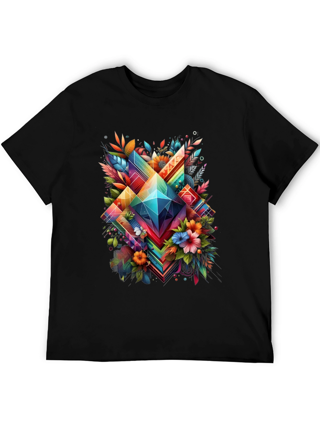 Geometric Floral Graphic T-Shirt
