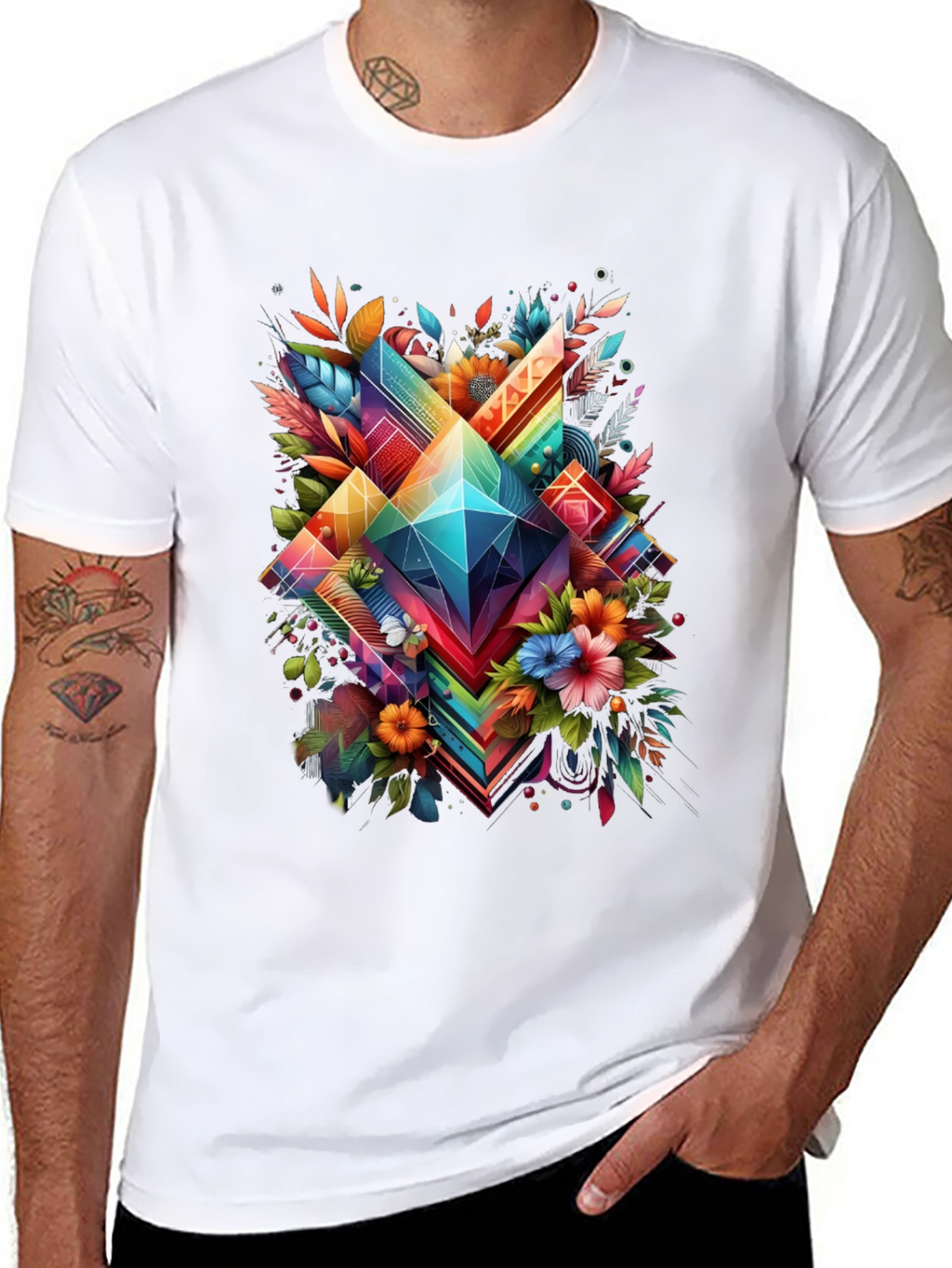 Geometric Floral Graphic T-Shirt