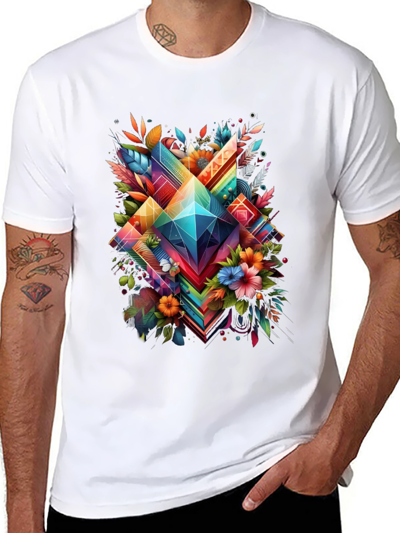 Geometric Floral Graphic T-Shirt