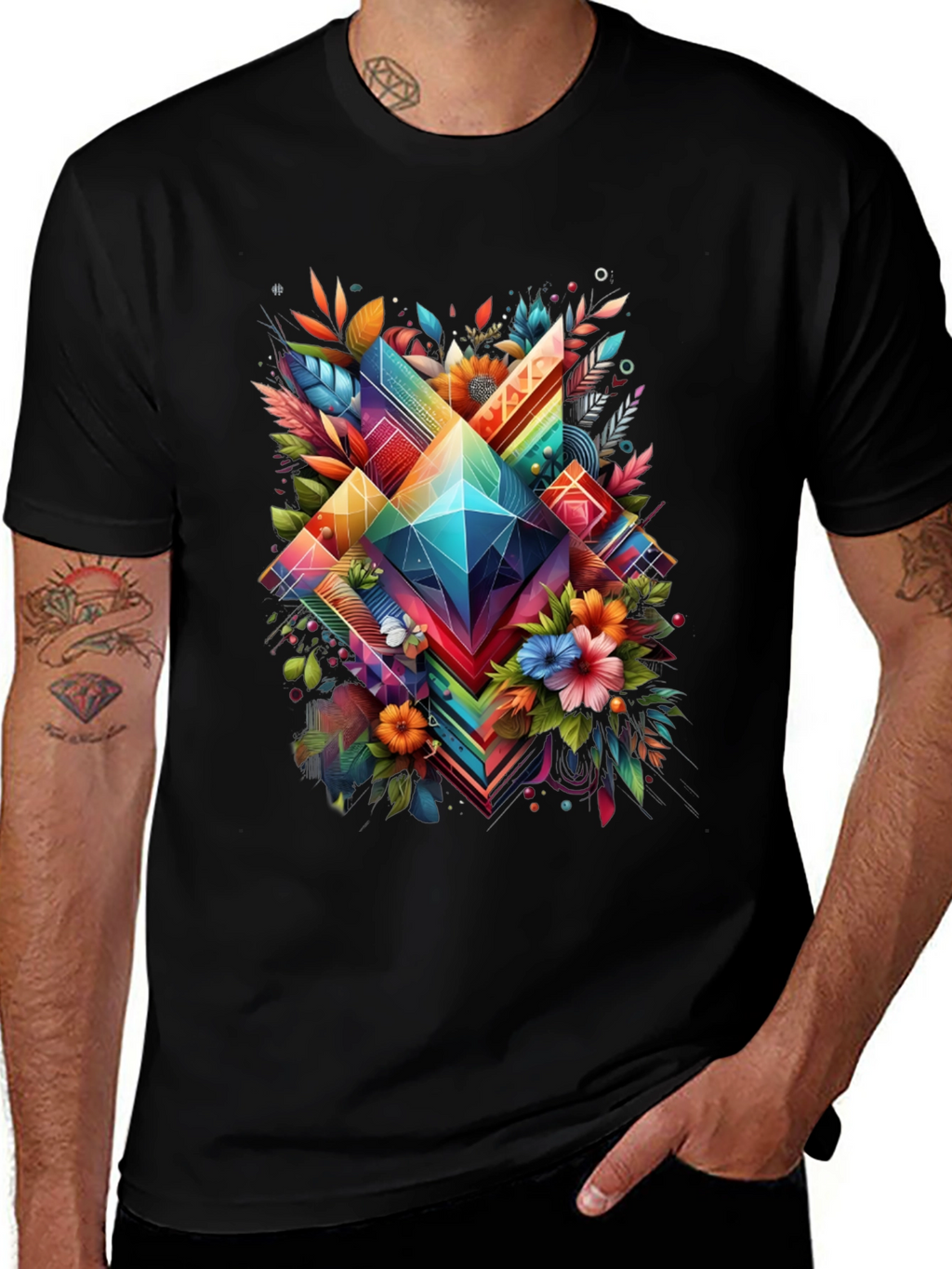 Geometric Floral Graphic T-Shirt