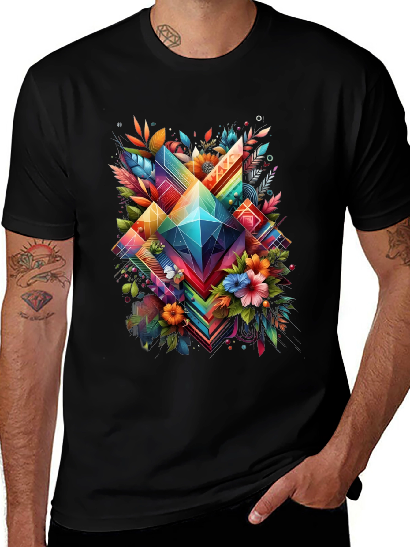 Geometric Floral Graphic T-Shirt