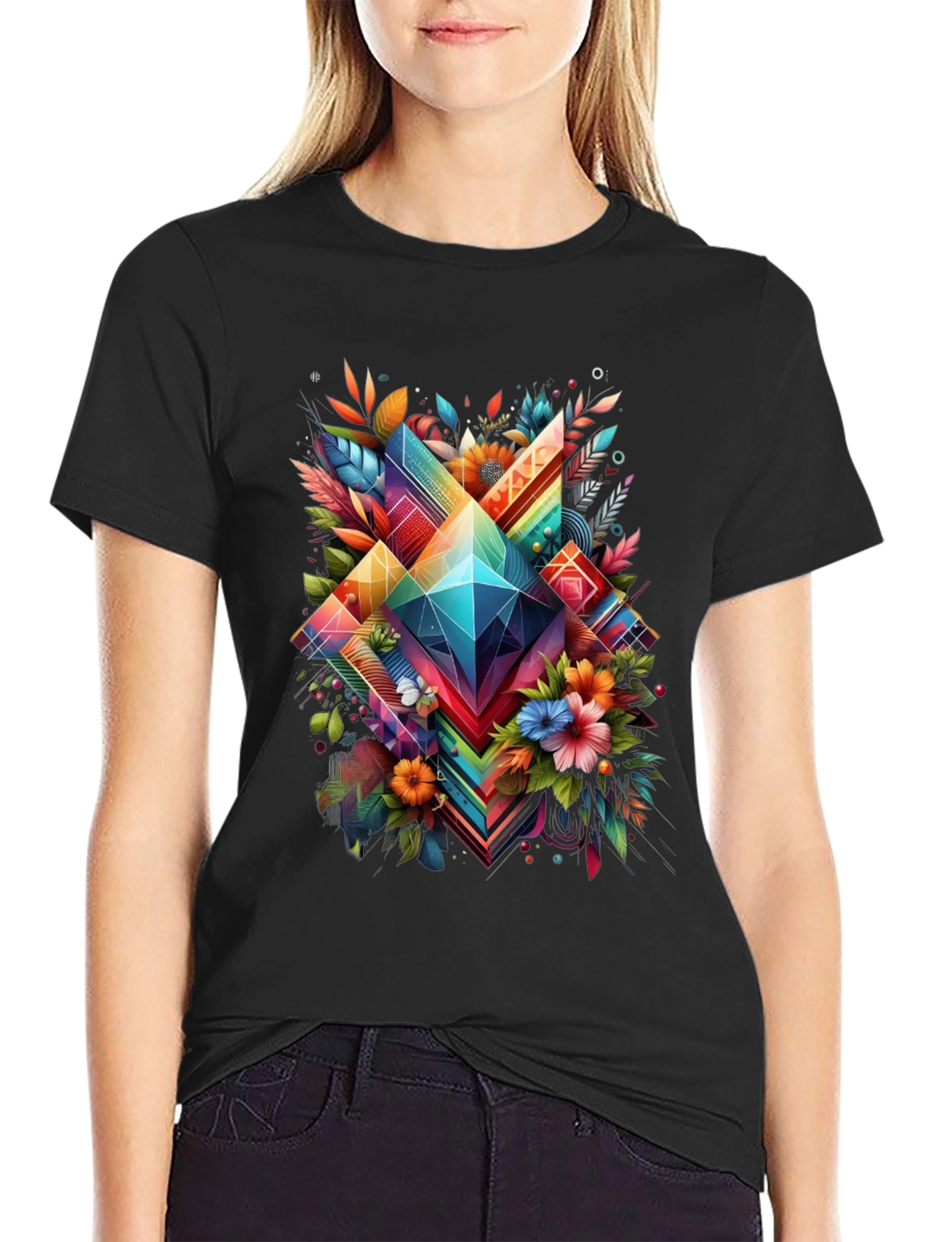 Geometric Floral Graphic T-Shirt