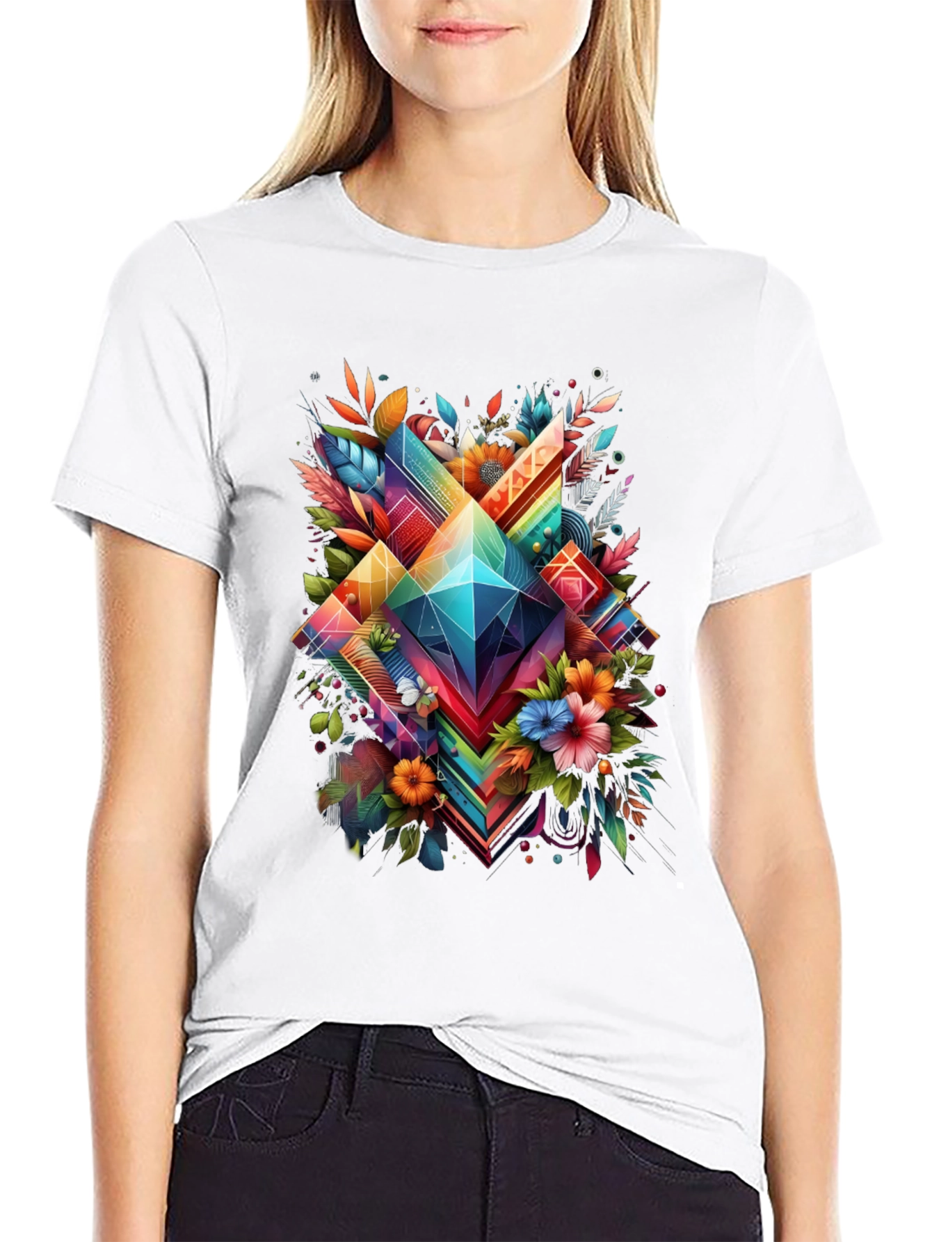 Geometric Floral Graphic T-Shirt