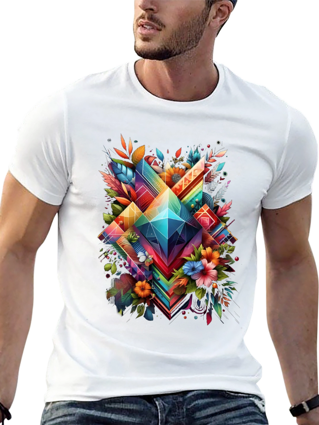 Geometric Floral Graphic T-Shirt