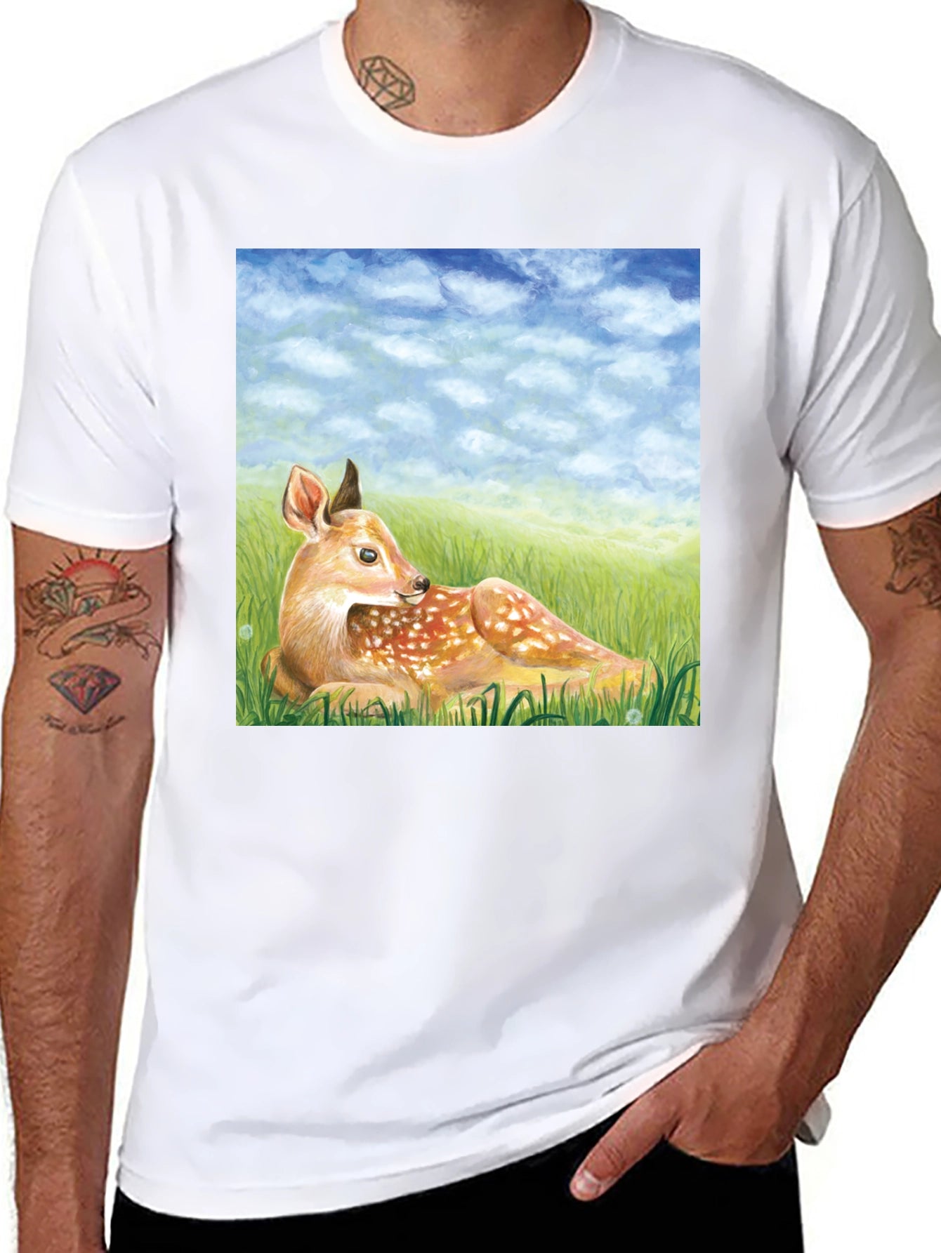 Deer Scene Graphic Tee - Nature Lovers T-Shirt