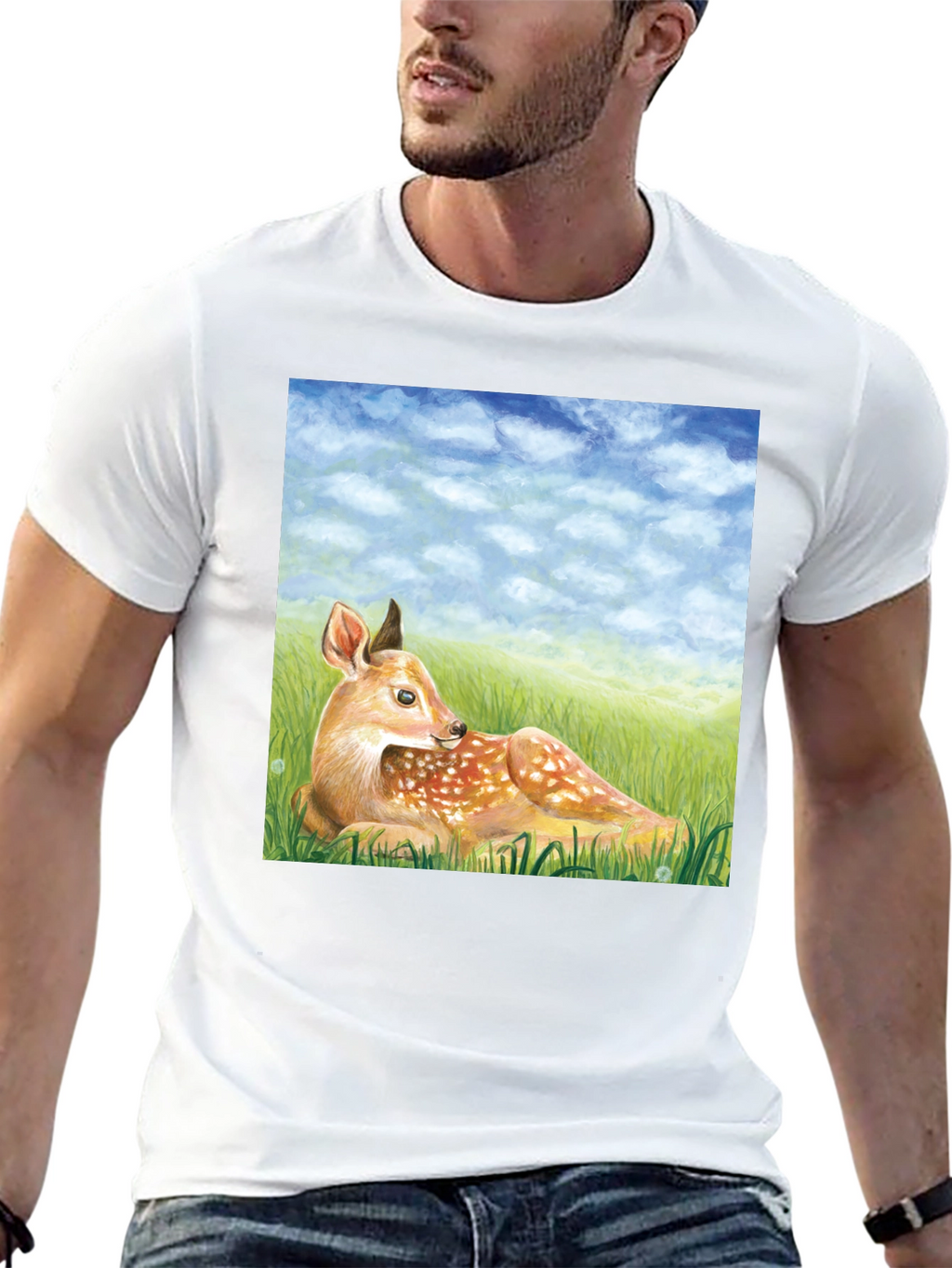 Deer Scene Graphic Tee - Nature Lovers T-Shirt