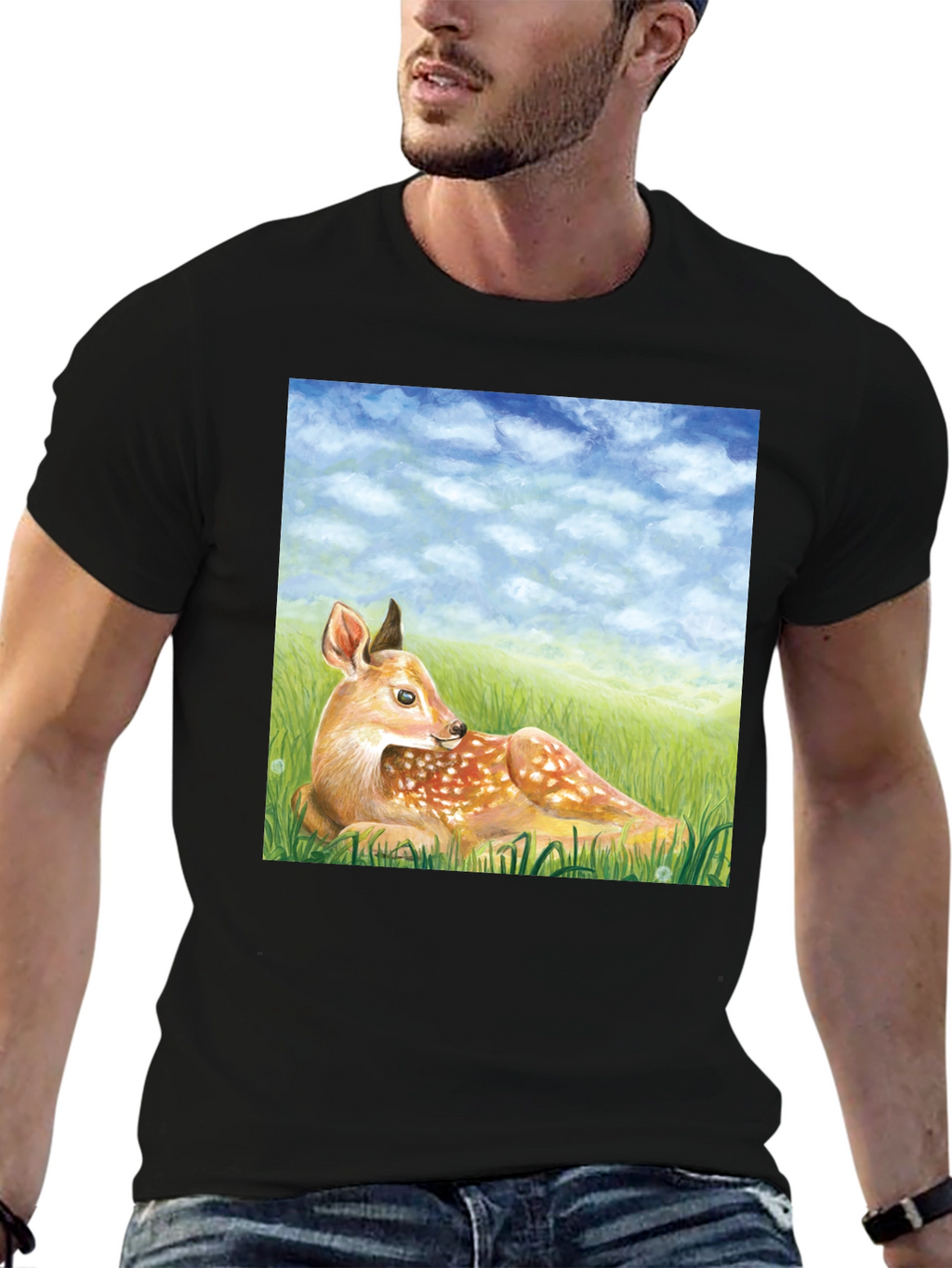 Deer Scene Graphic Tee - Nature Lovers T-Shirt