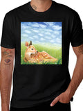 Deer Scene Graphic Tee - Nature Lovers T-Shirt