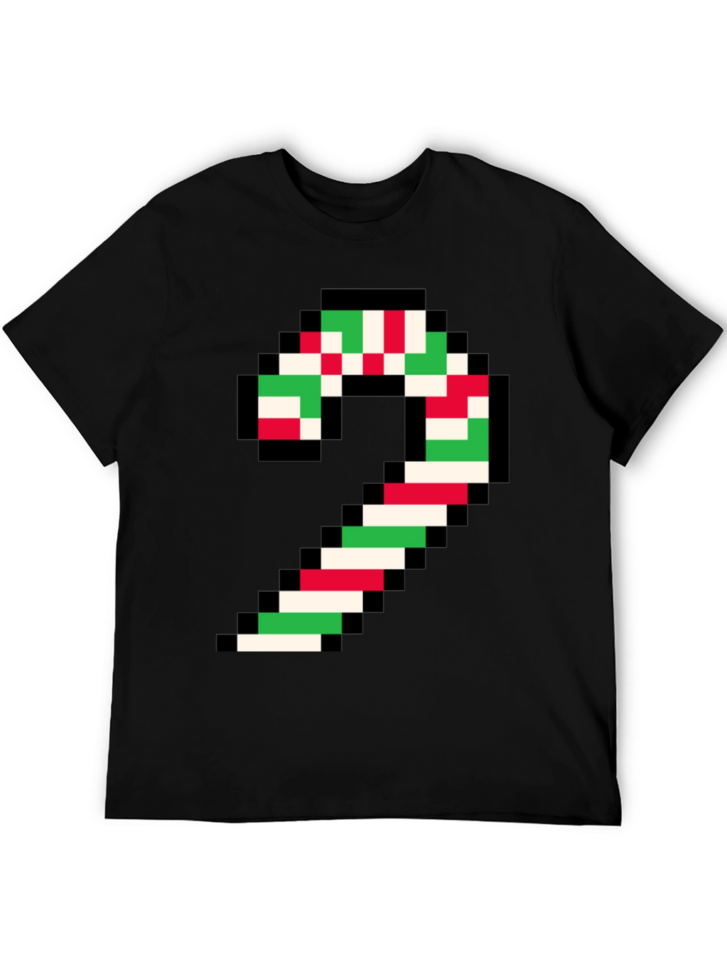 Pixel Candy Cane Christmas T-Shirt