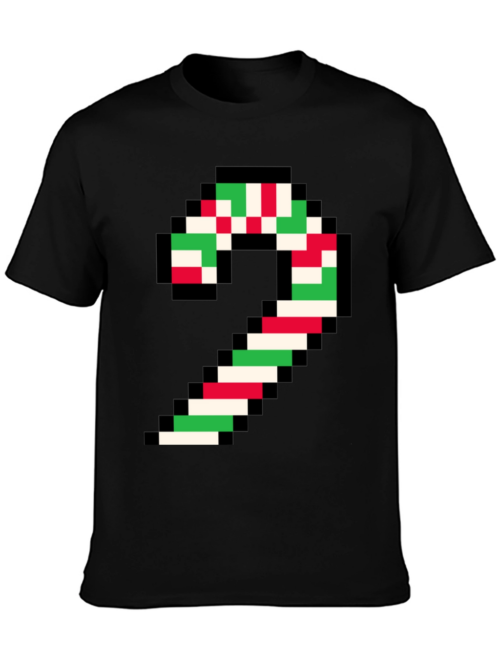 Pixel Candy Cane Christmas T-Shirt