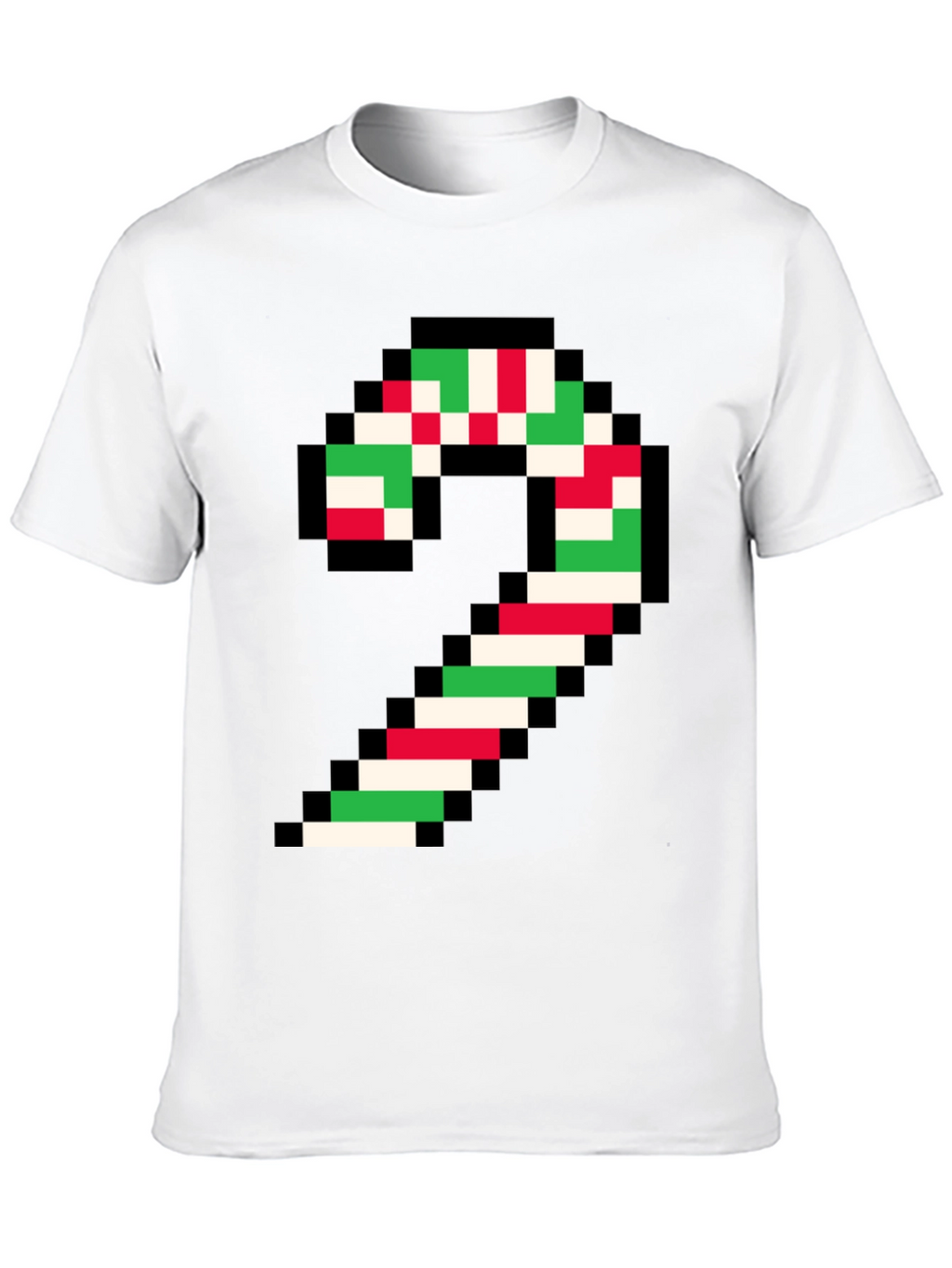 Pixel Candy Cane Christmas T-Shirt