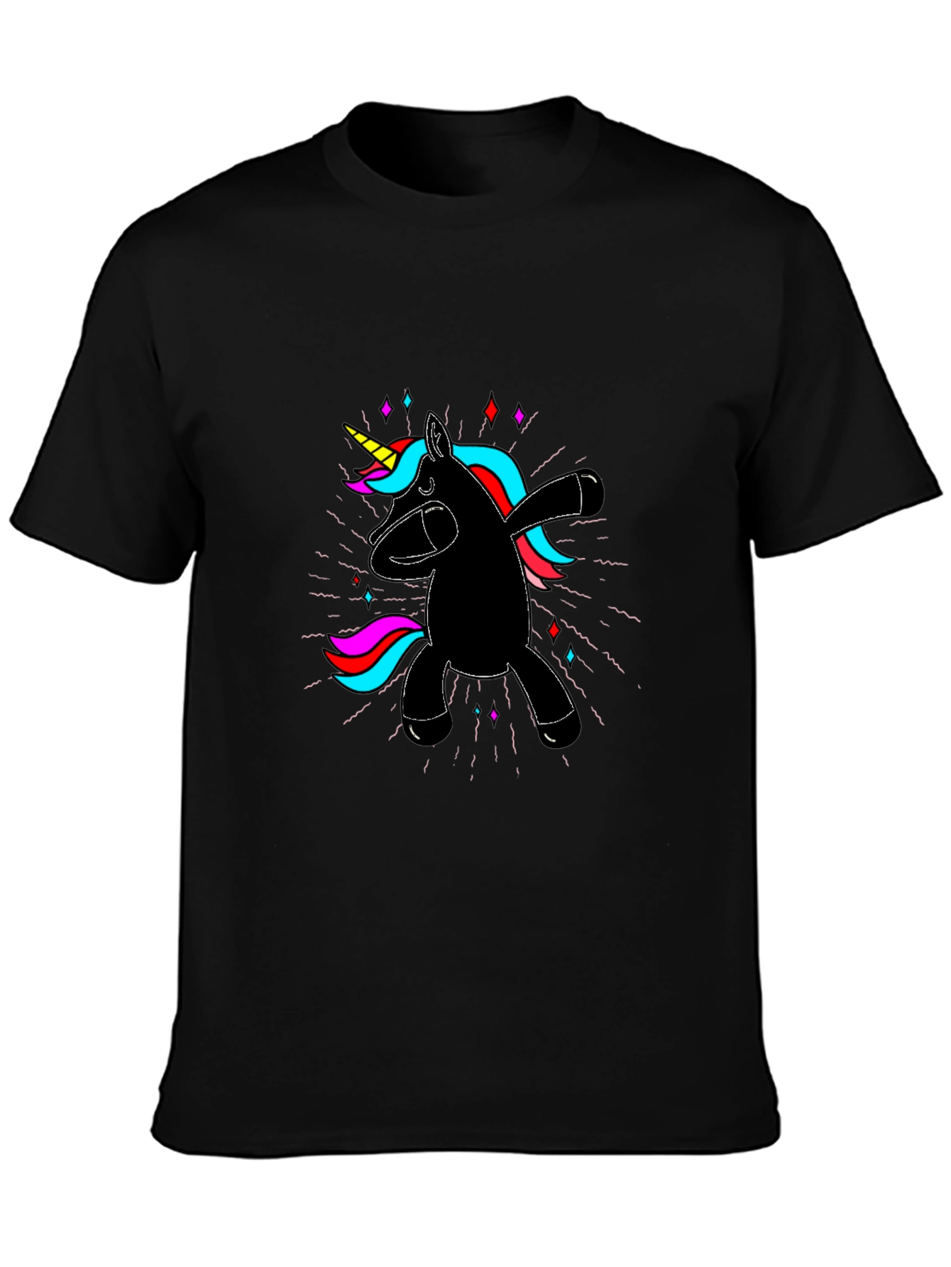 Dabbing Unicorn Graphic Tee - Fun Black T-Shirt
