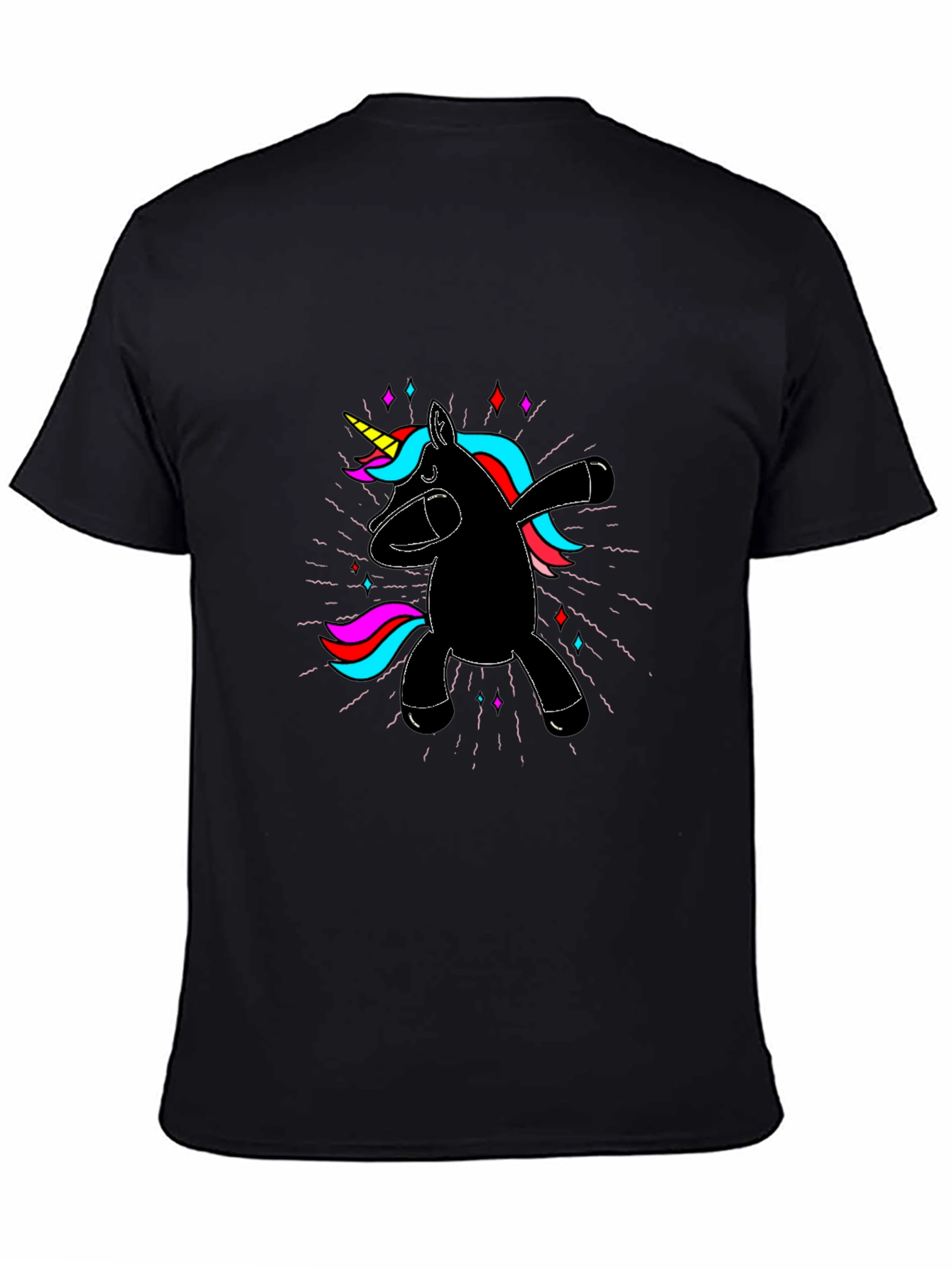 Dabbing Unicorn Graphic Tee - Fun Black T-Shirt