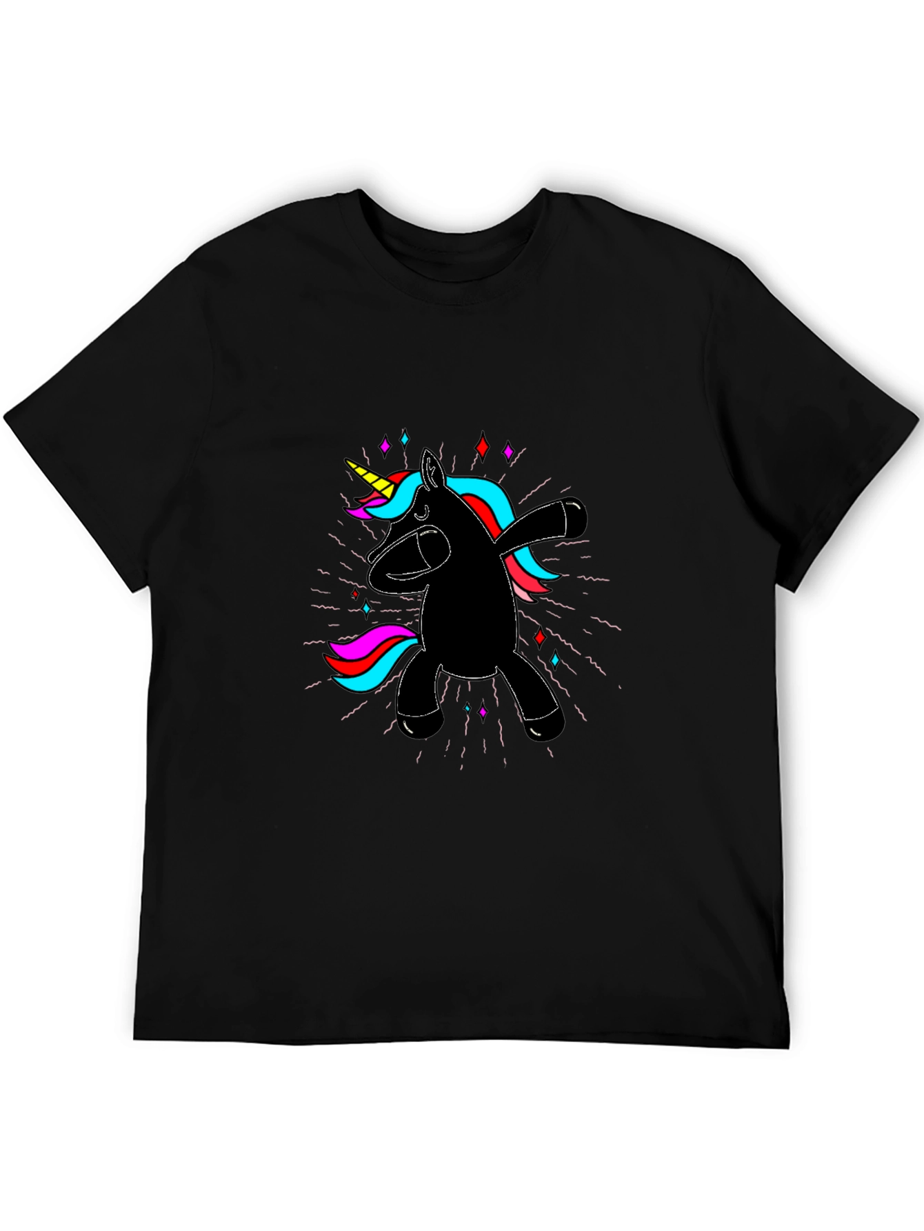 Dabbing Unicorn Graphic Tee - Fun Black T-Shirt