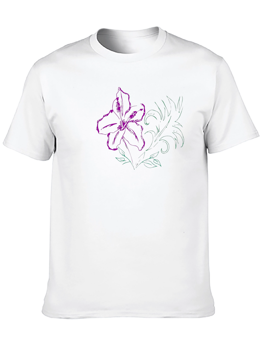 Floral Print T-Shirt - Artistic Lily Design