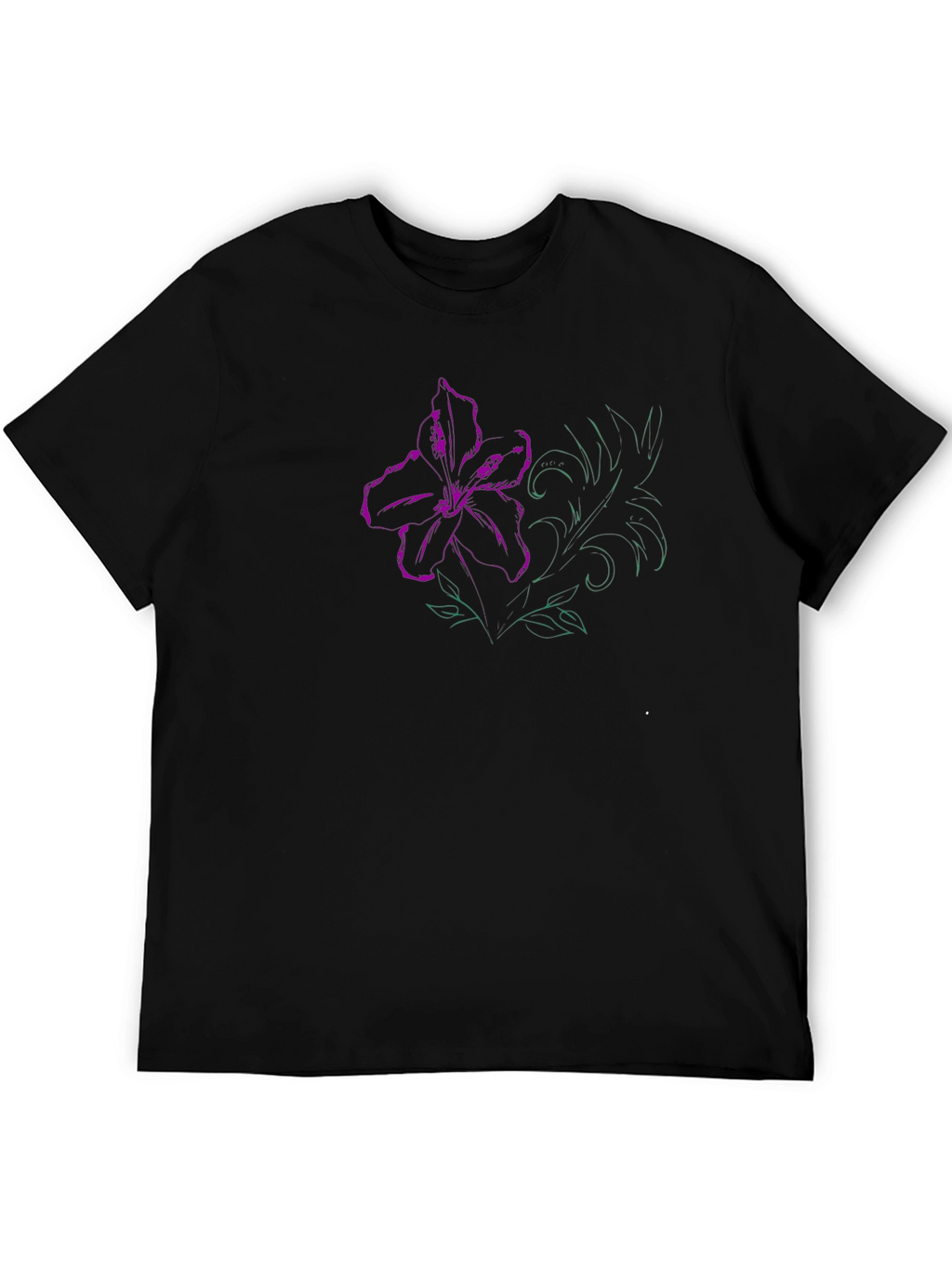 Floral Print T-Shirt - Artistic Lily Design