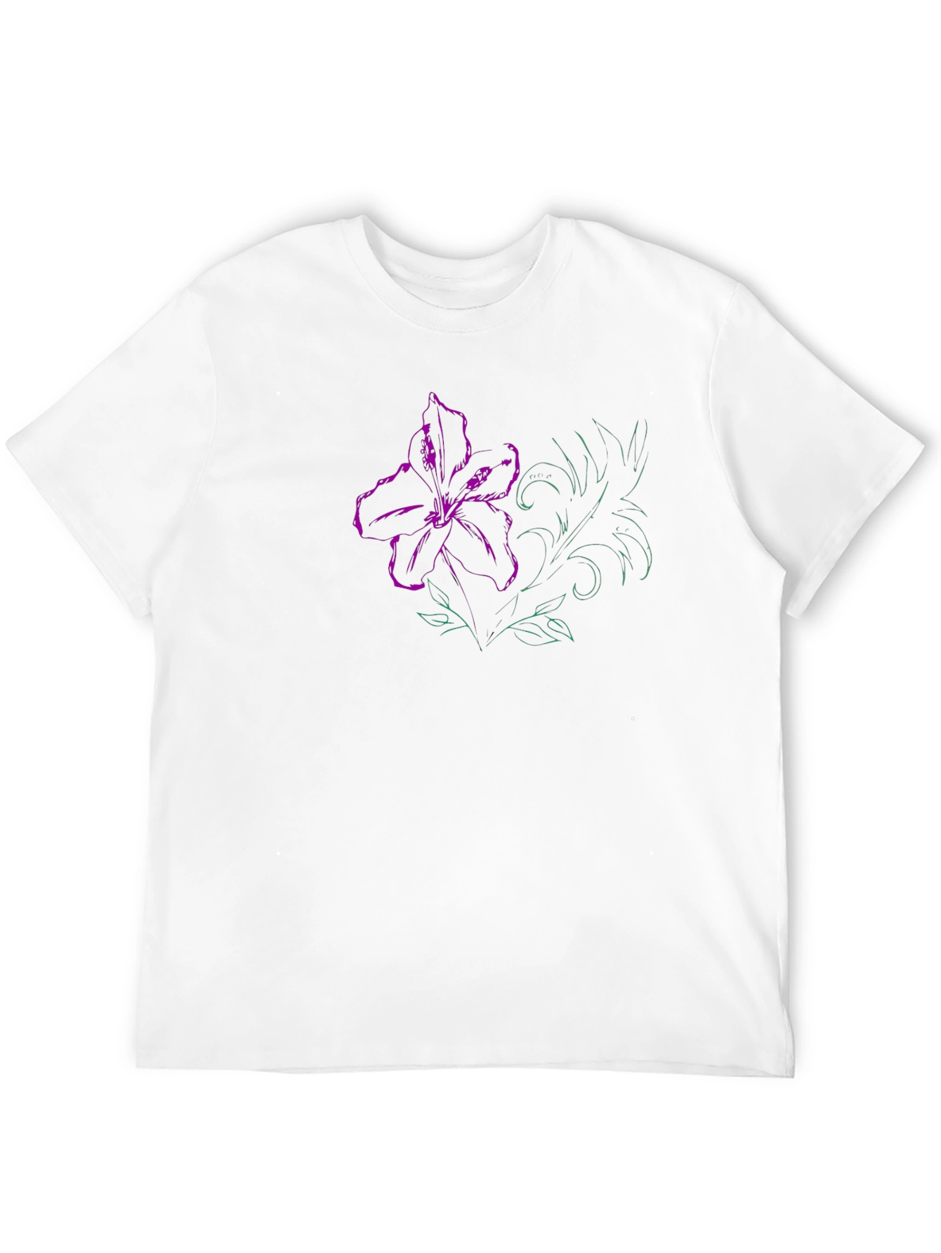 Floral Print T-Shirt - Artistic Lily Design