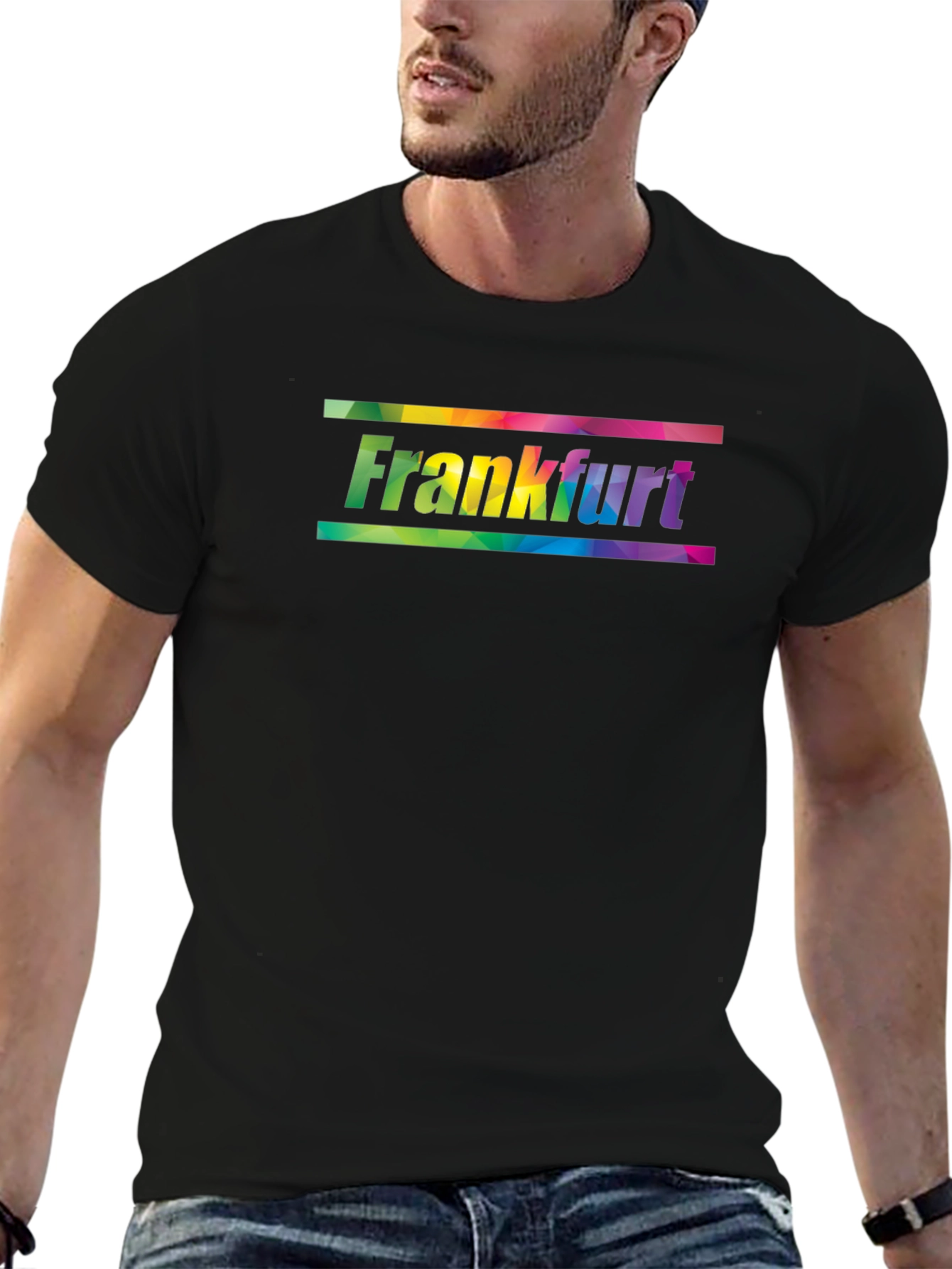 Frankfurt Rainbow Graphic Black T-Shirt