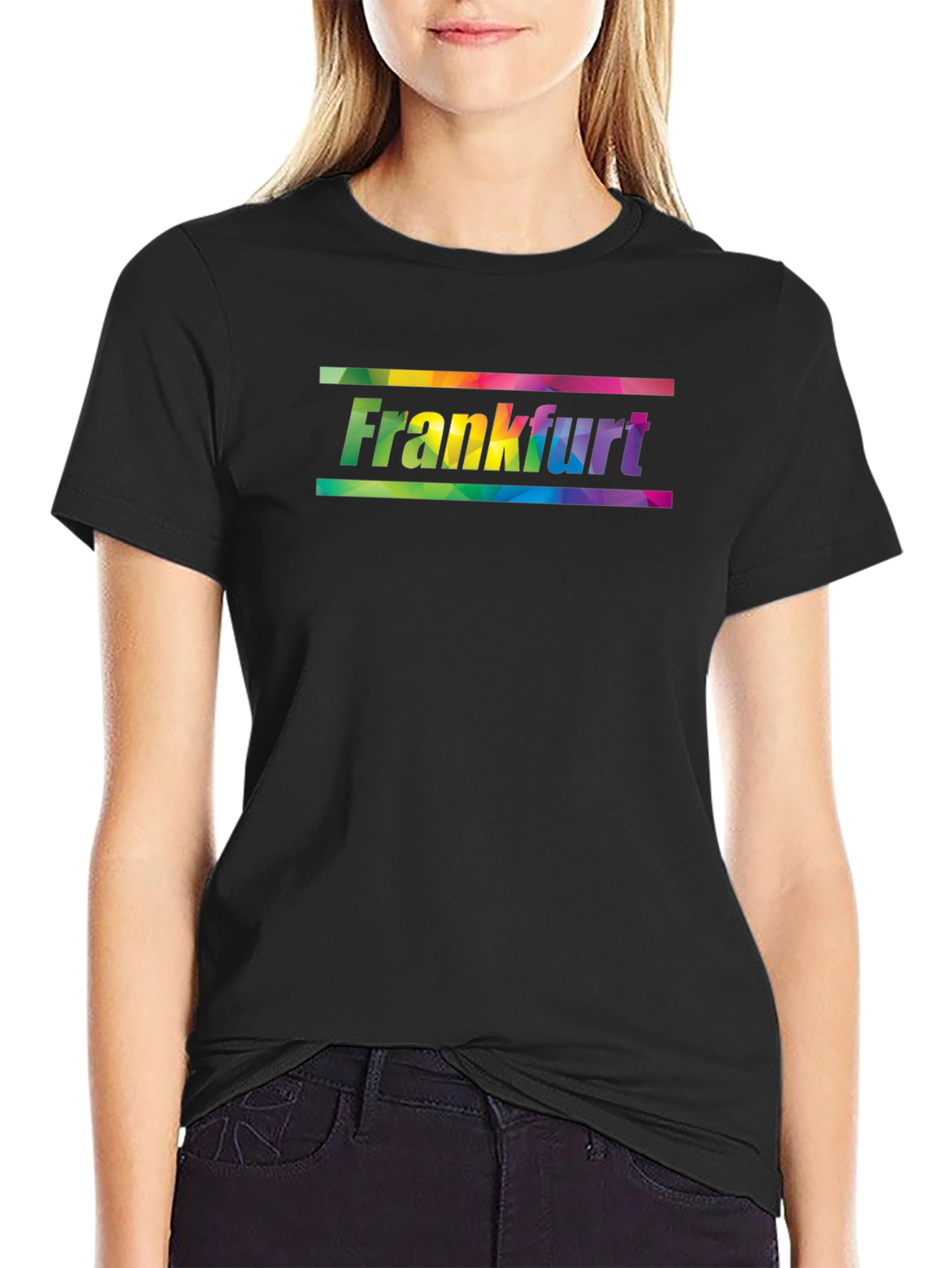 Frankfurt Rainbow Graphic Black T-Shirt