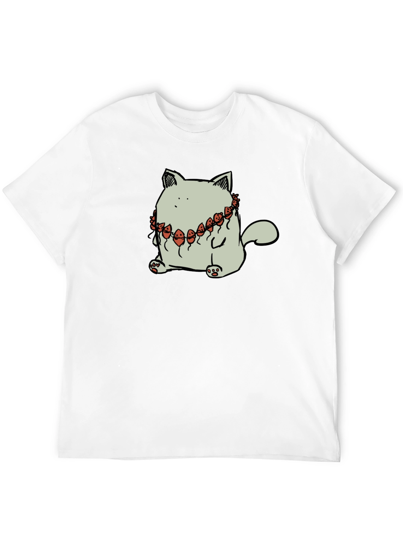 Cat Wearing Balloons Graphic Tee - Black